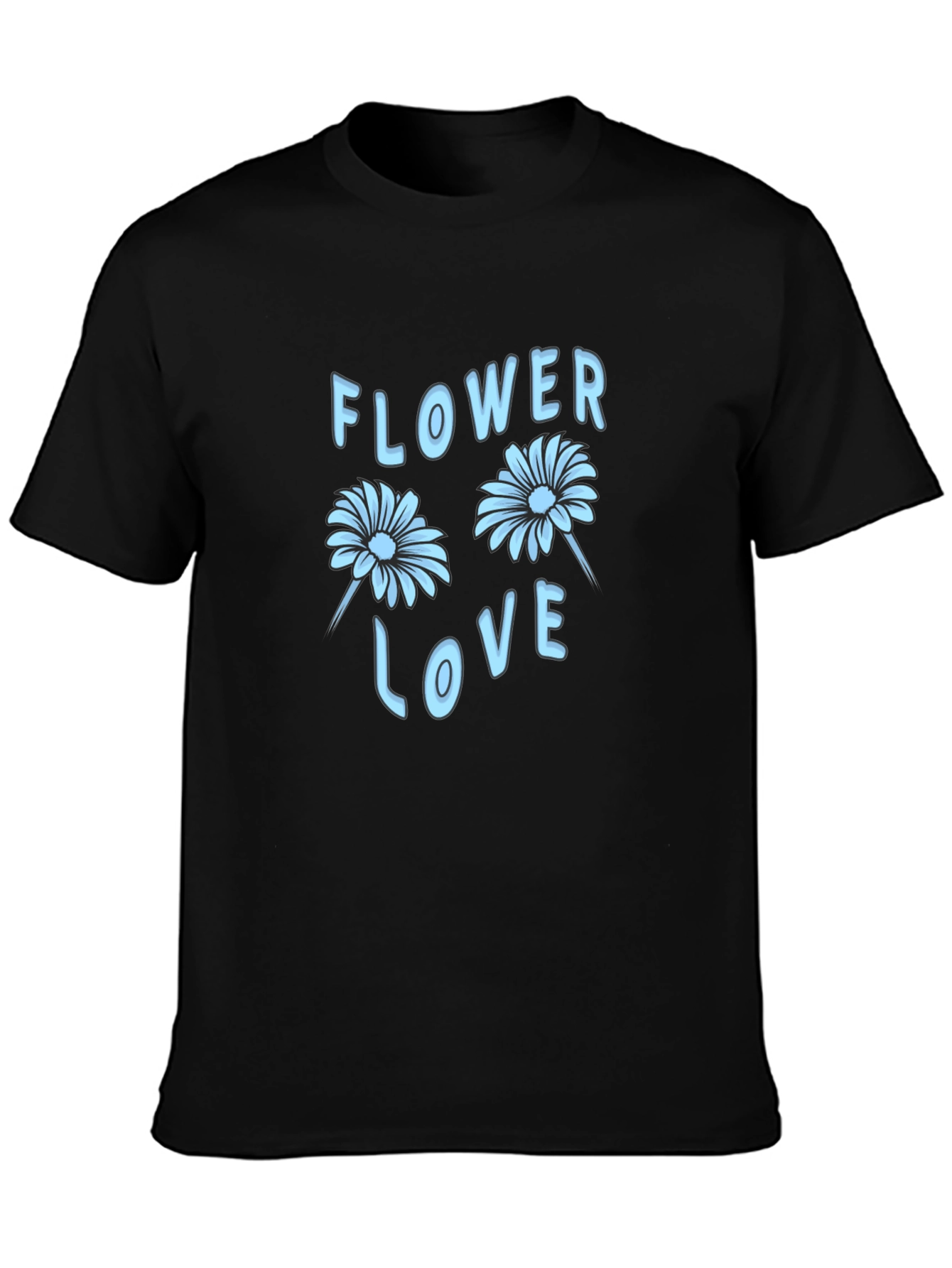 Black Flower Love Graphic Tee - Stylish Black T-Shirt view 3