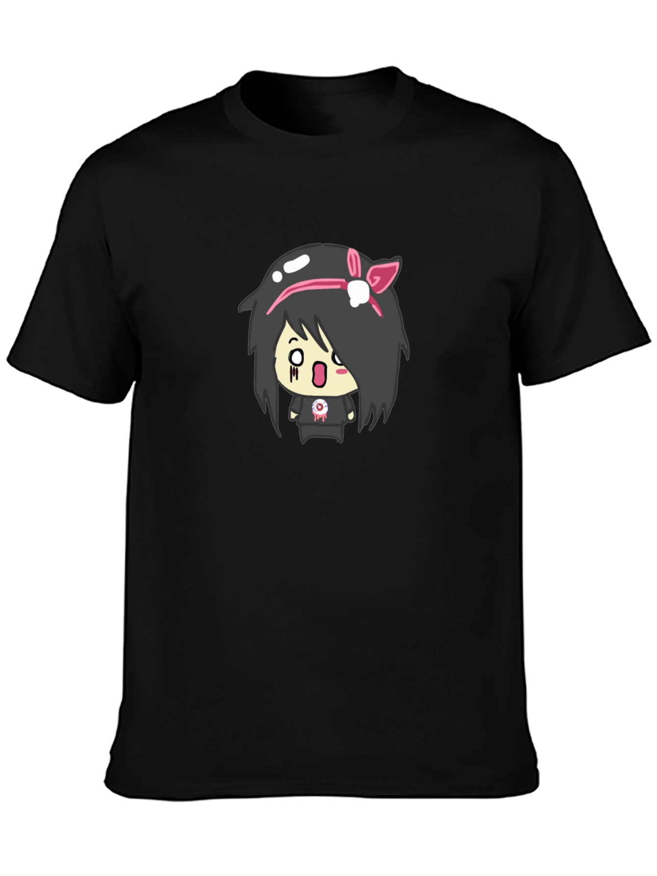 Black Emo Girl Graphic Black T-Shirt view 3