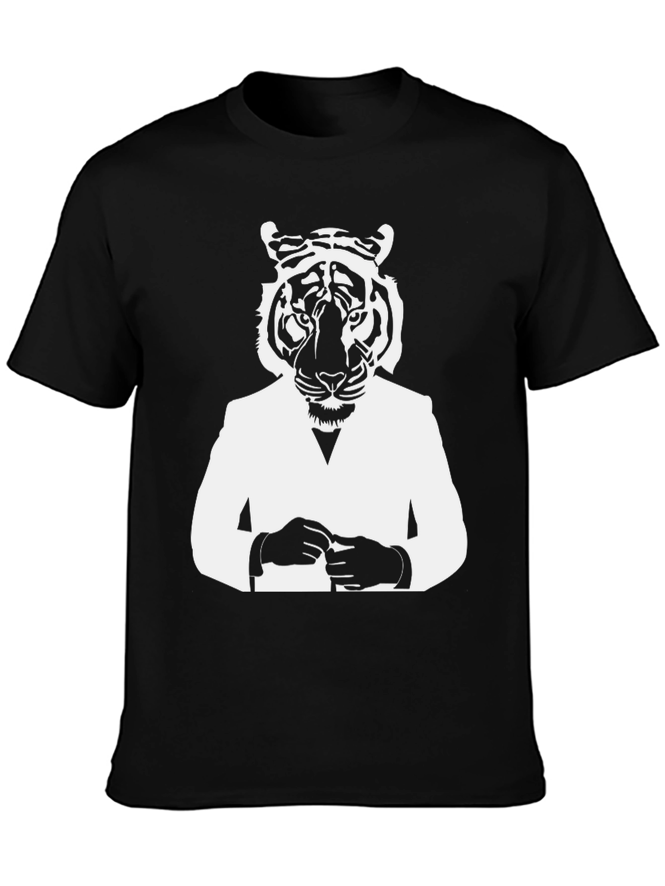 Black Tiger Man Graphic Tee - Stylish Black T-Shirt view 3