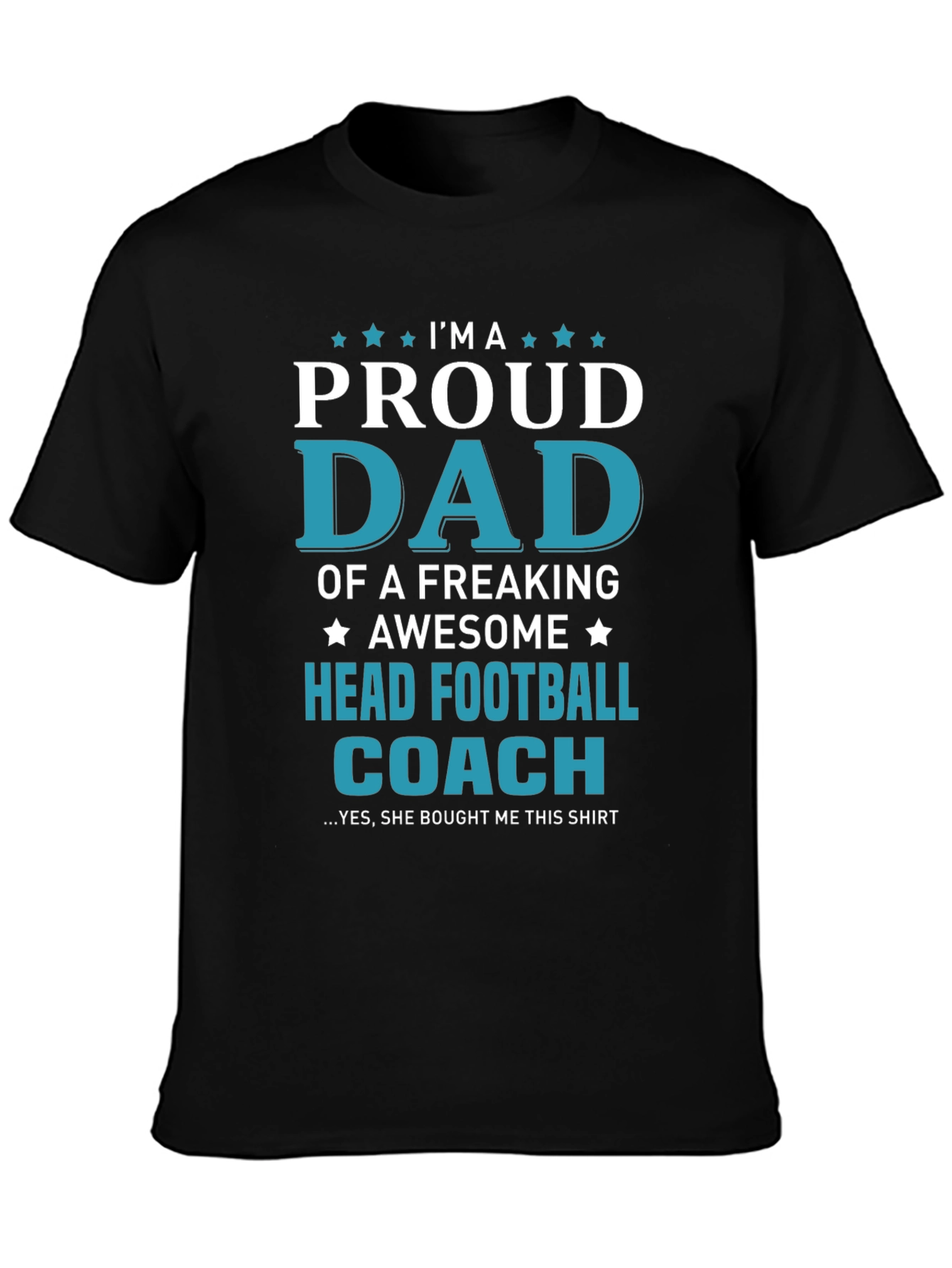 Black Proud Dad Head Football Coach Graphic T-Shirt view 3