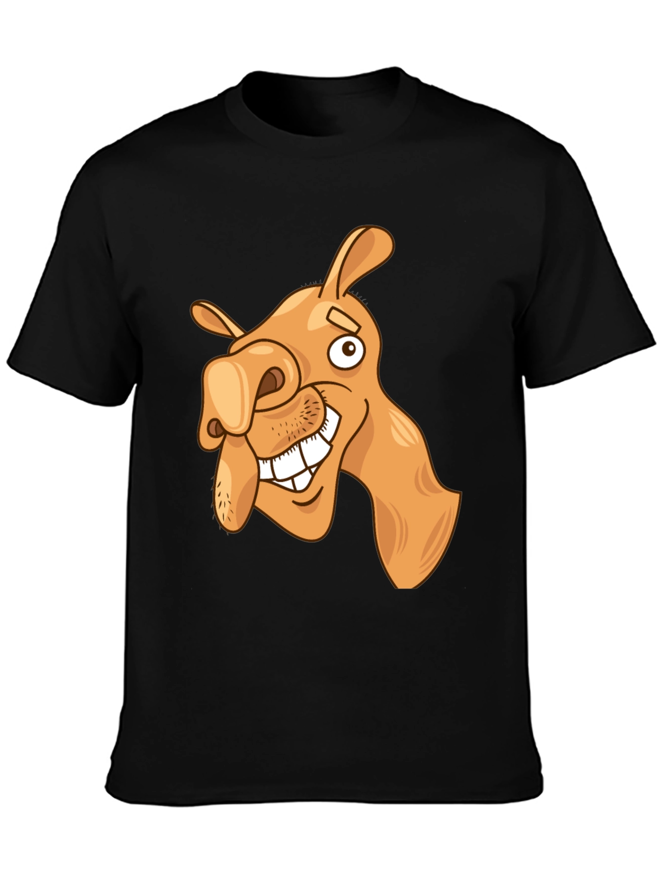 Black Funny Camel Cartoon Graphic Black T-Shirt view 3