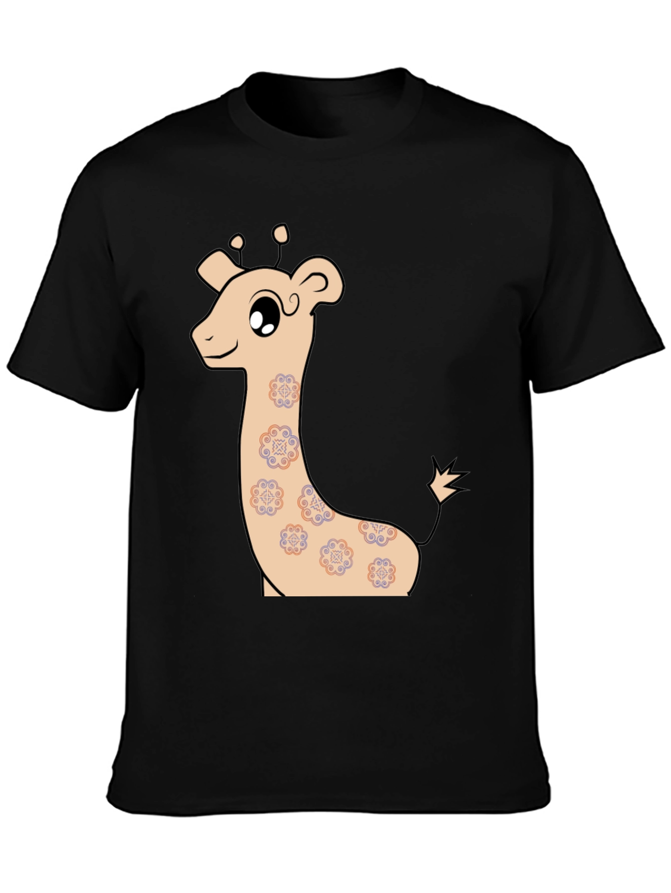 Black Cute Giraffe Graphic T-Shirt view 3