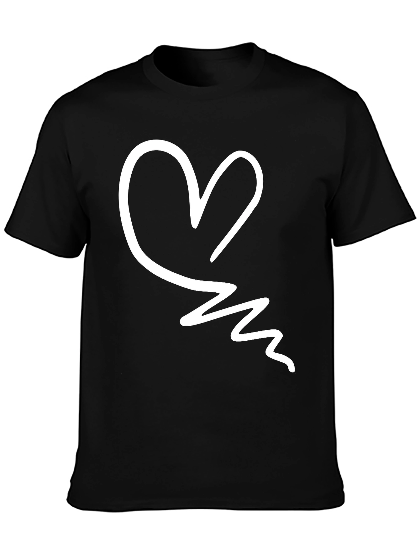 Black Heart Scribble Black T-Shirt - Trendy Casual Tee view 3