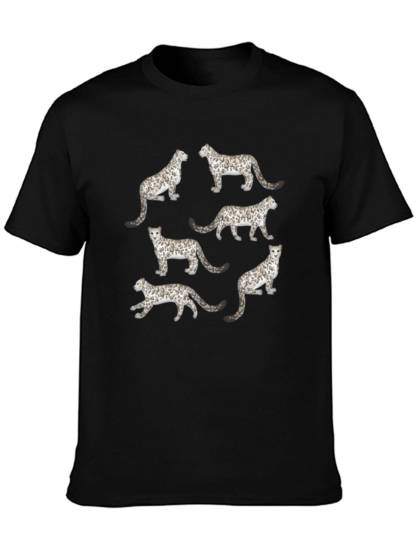 Black Snow Leopard Print Graphic Tee view 3