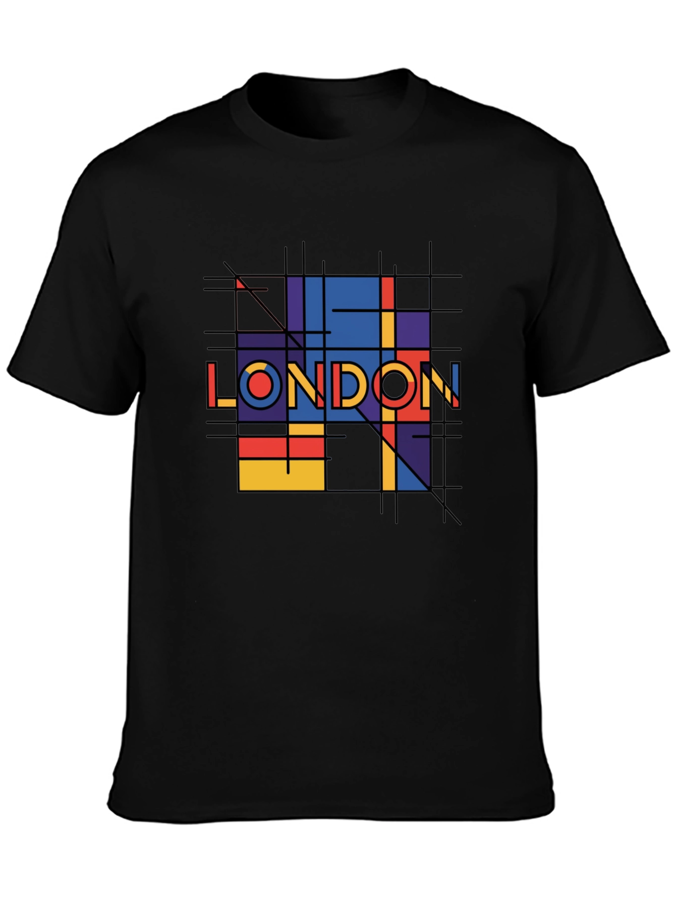 Black Geometric London Graphic Tee - Black view 3