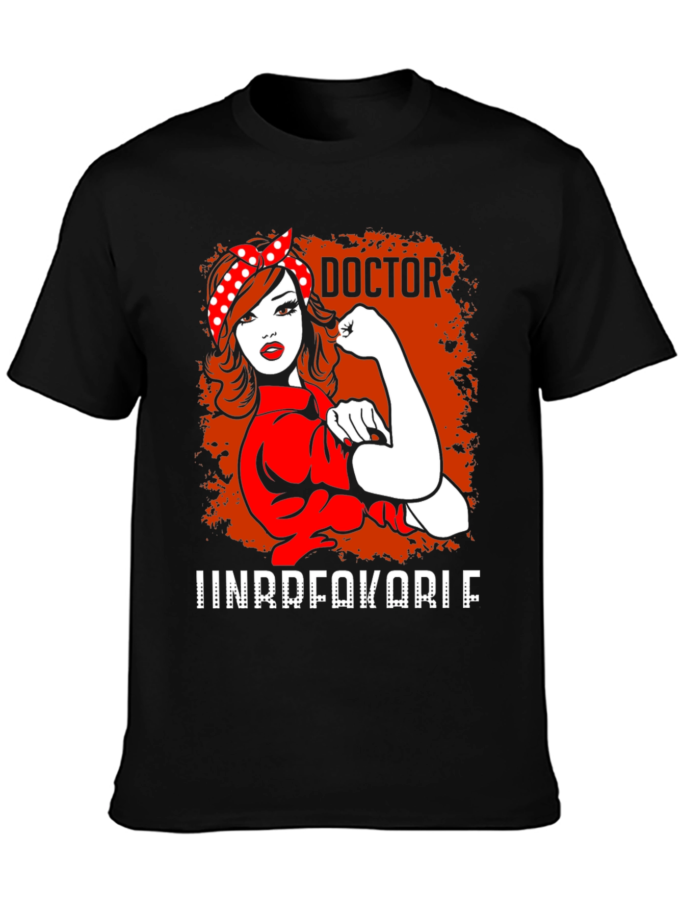 Black Doctor Unbreakable T-Shirt - Rosie the Riveter Style view 3