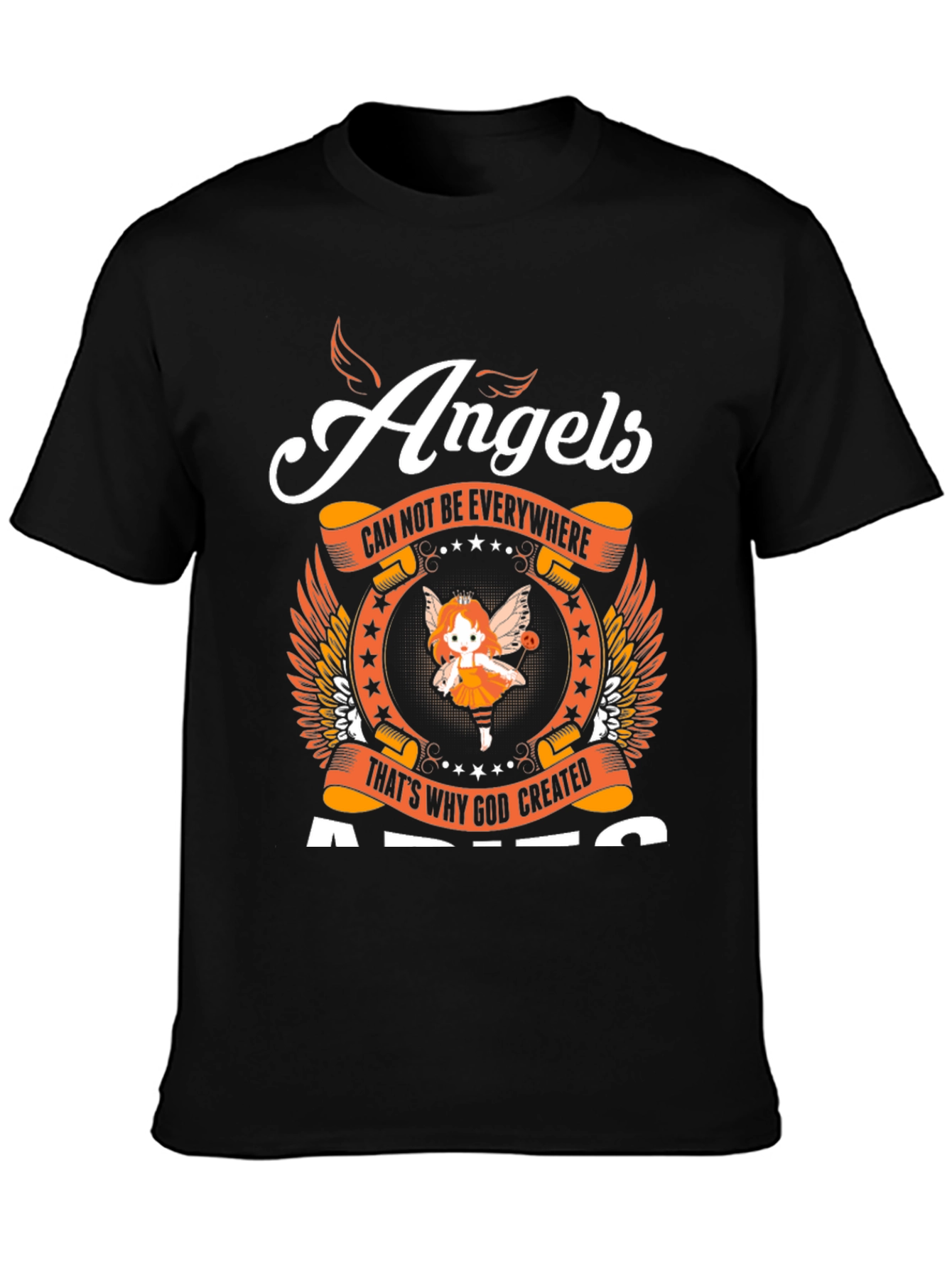Black Angels Graphic Tee - "Angels Can Not Be Everywhere" Black T-Shirt view 3