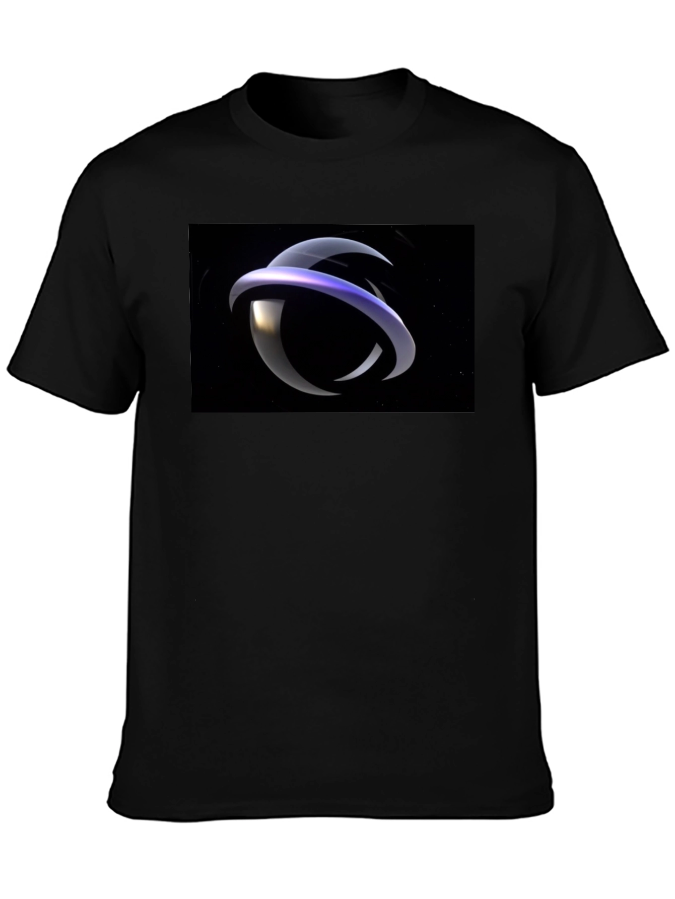 Black Abstract Ring Graphic T-Shirt - Stylish Black Tee view 3