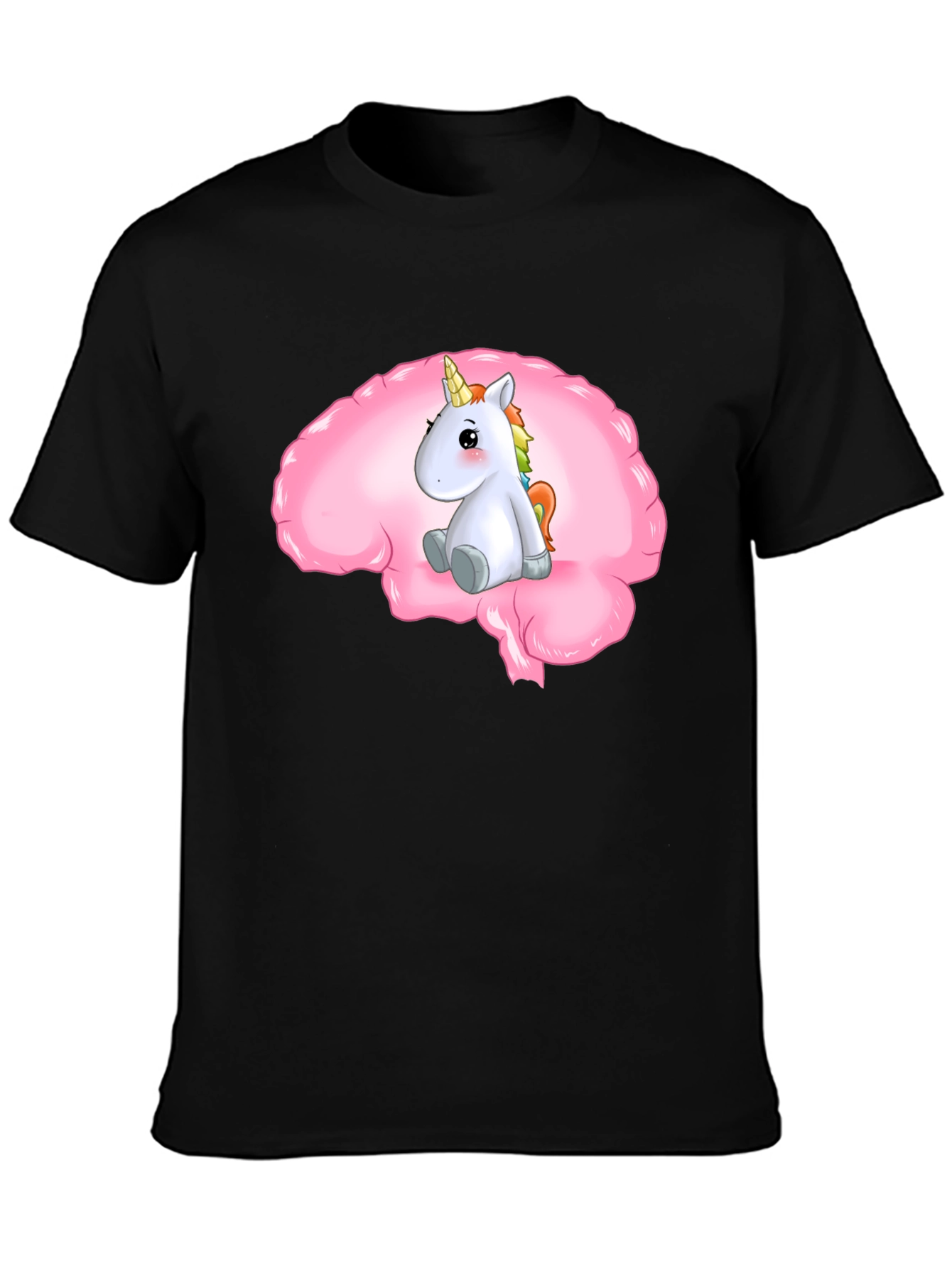Black Unicorn Brain Tee - Funny Graphic T-Shirt view 3