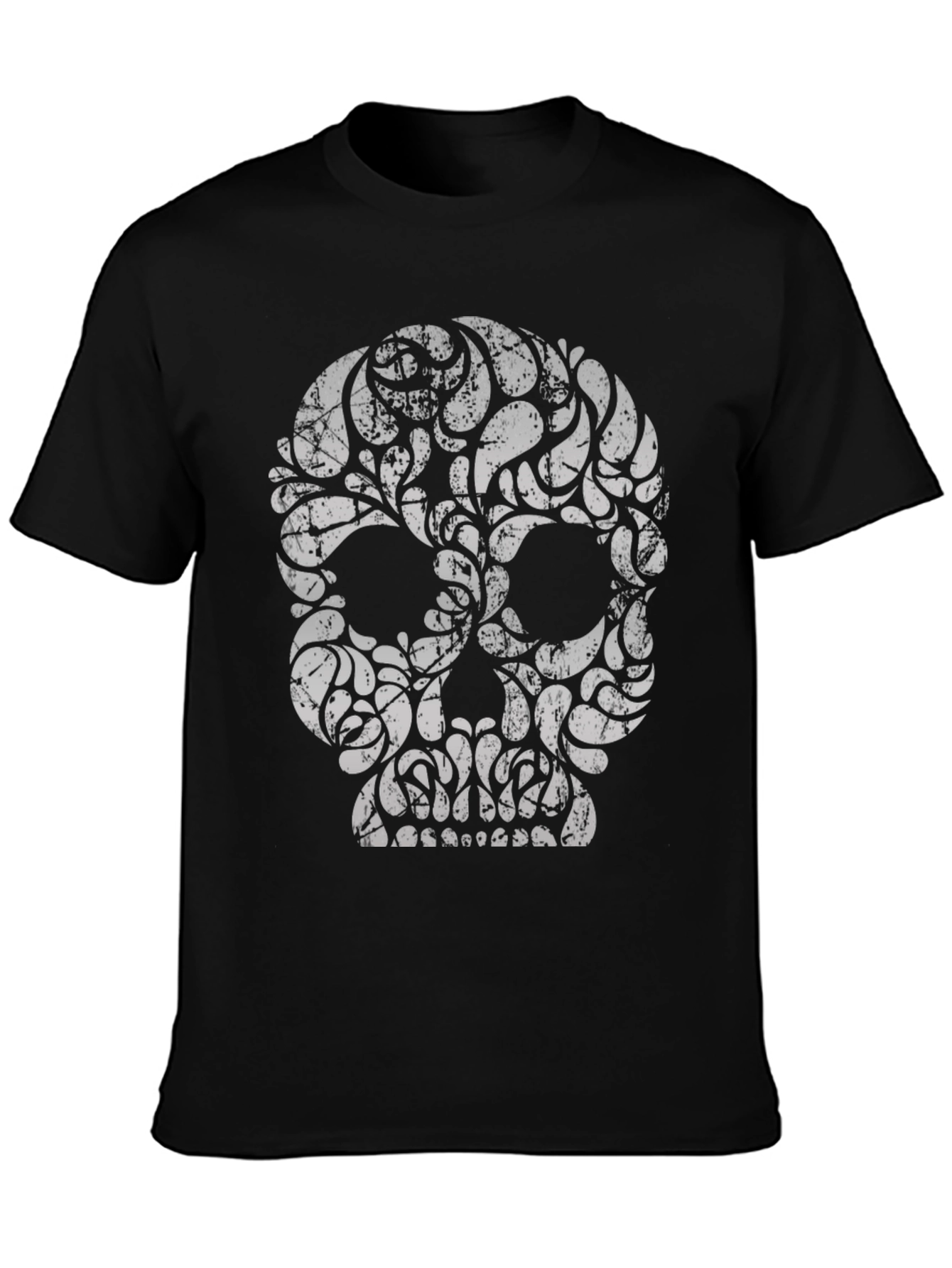 Black Skull Graphic Print Black T-Shirt view 3