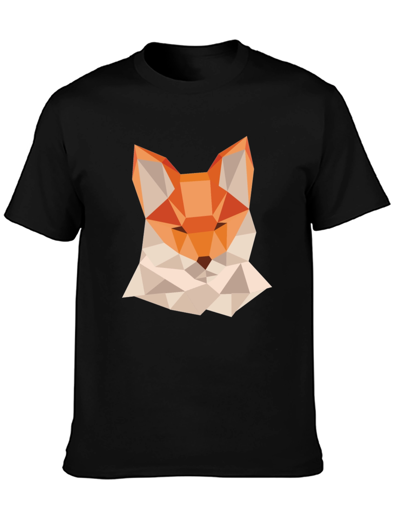 Black Geometric Fox Graphic Tee - Modern Black T-Shirt view 3