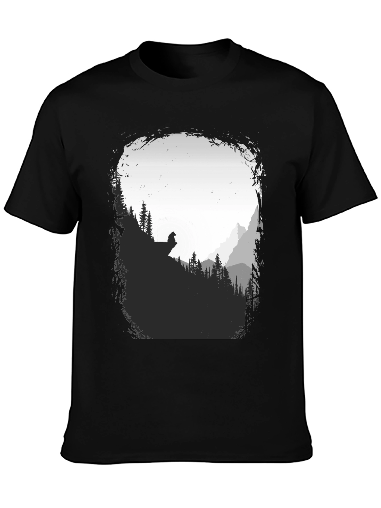 Black Nature Scene Graphic T-Shirt - Black view 3