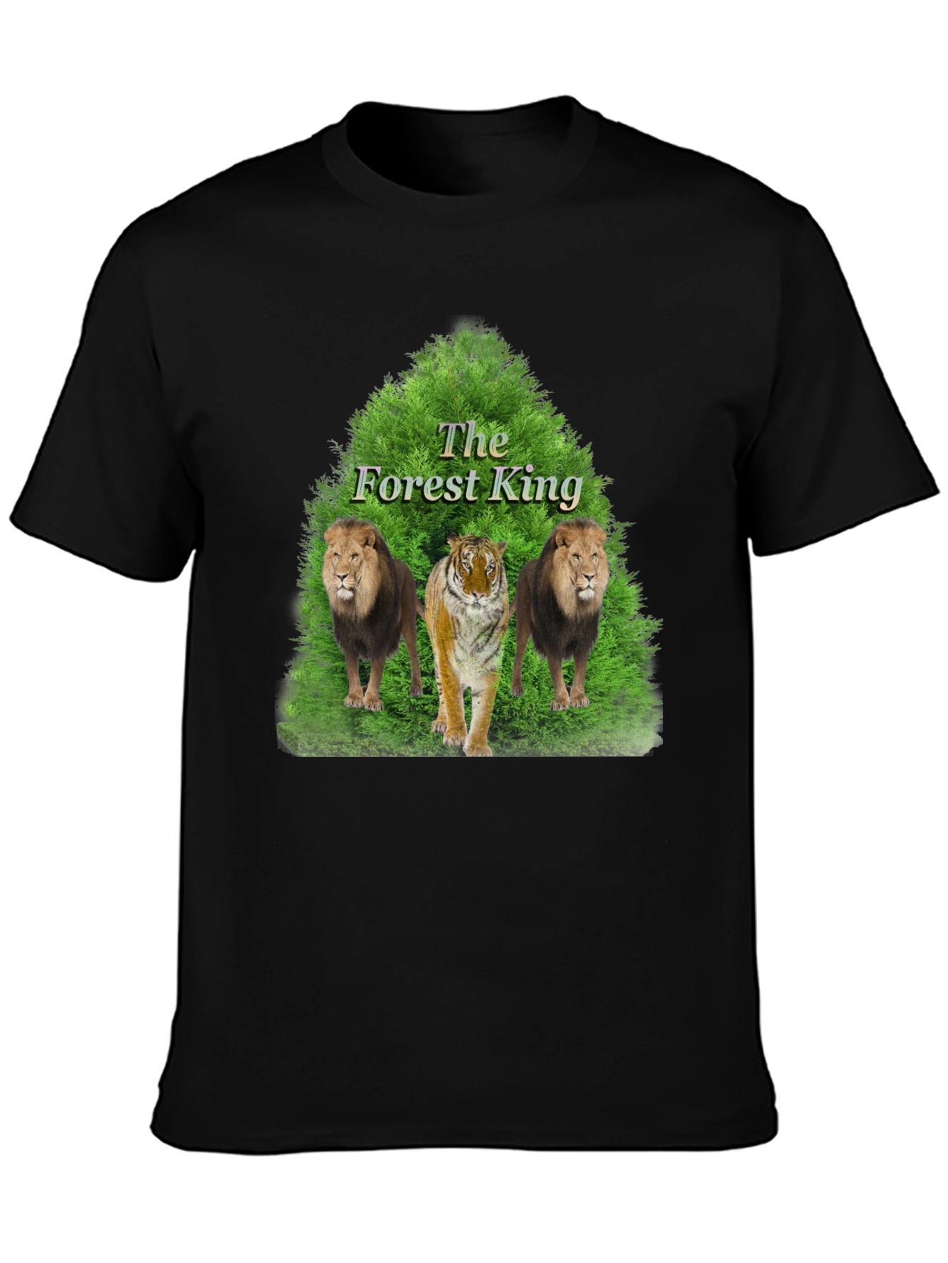 Black Forest King Graphic Tee - Lion & Tiger T-Shirt view 3