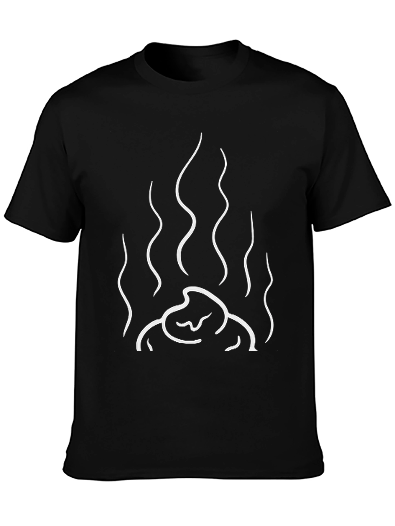 Black Abstract Fire Graphic Tee - Black Cotton Blend view 3