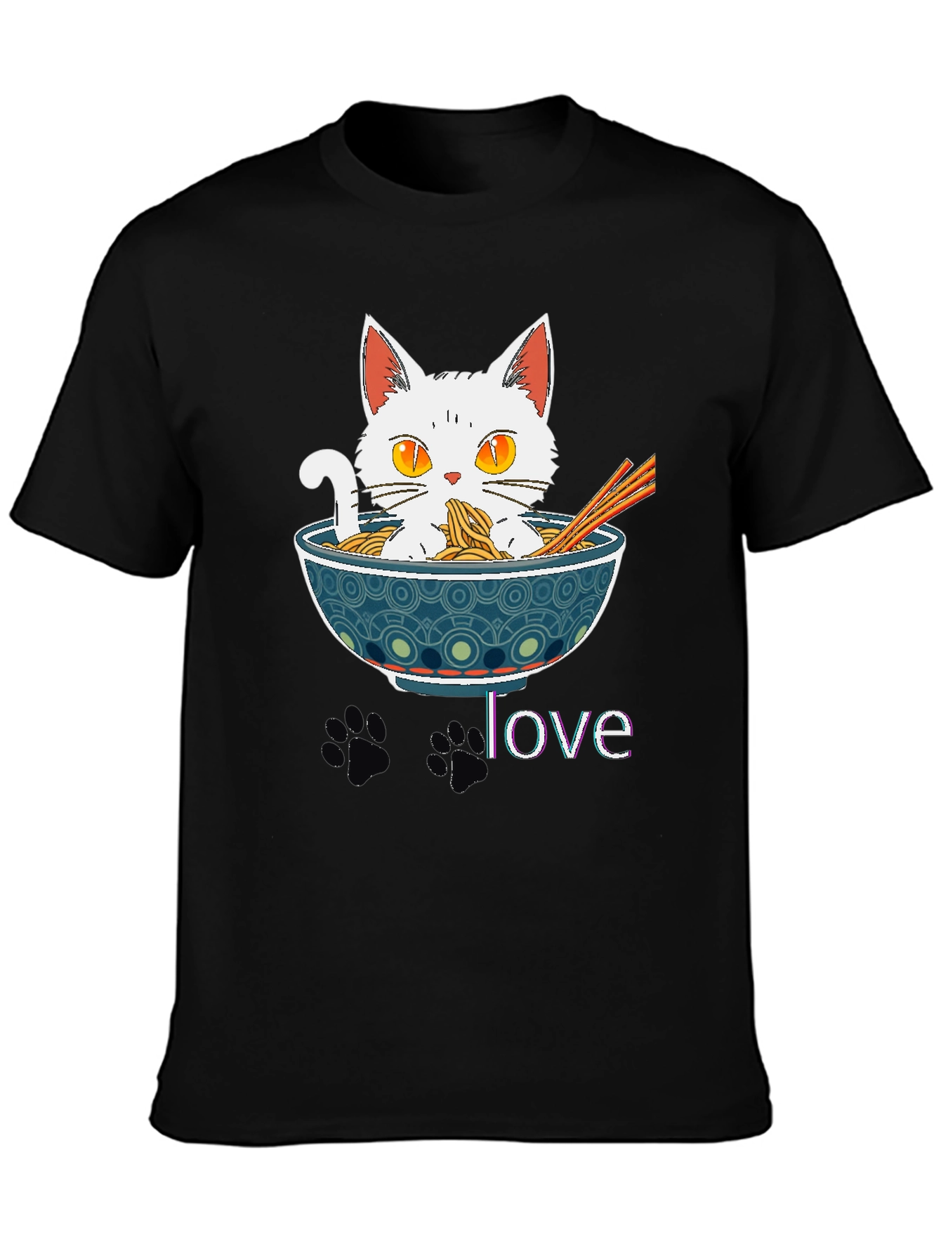 Black Cat Ramen Bowl T-Shirt - Funny & Stylish! view 3