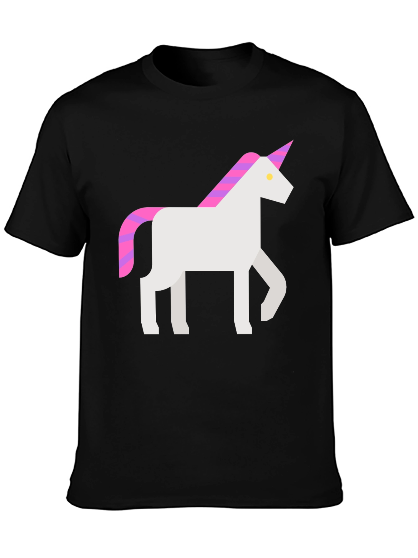 Black Geometric Unicorn Graphic Tee - Black Cotton T-Shirt view 3