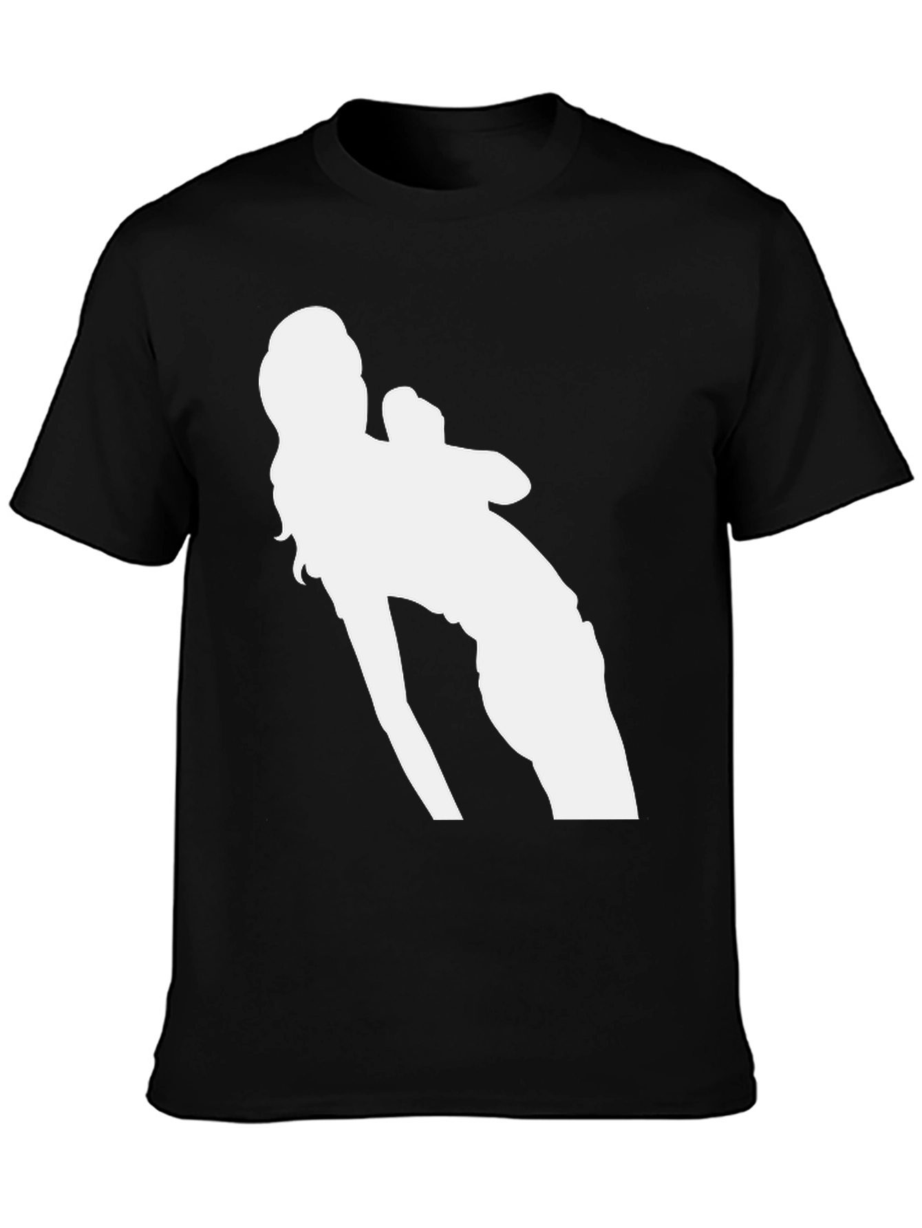 Black Black Graphic Tee - White Silhouette Design view 3