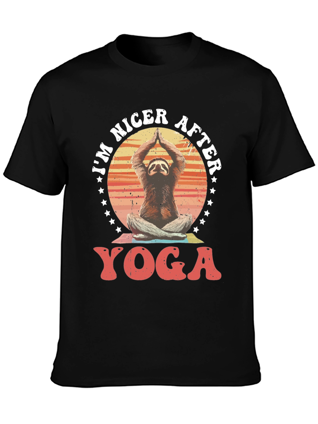 Black Nicer After Yoga Sloth Graphic T-Shirt view 3