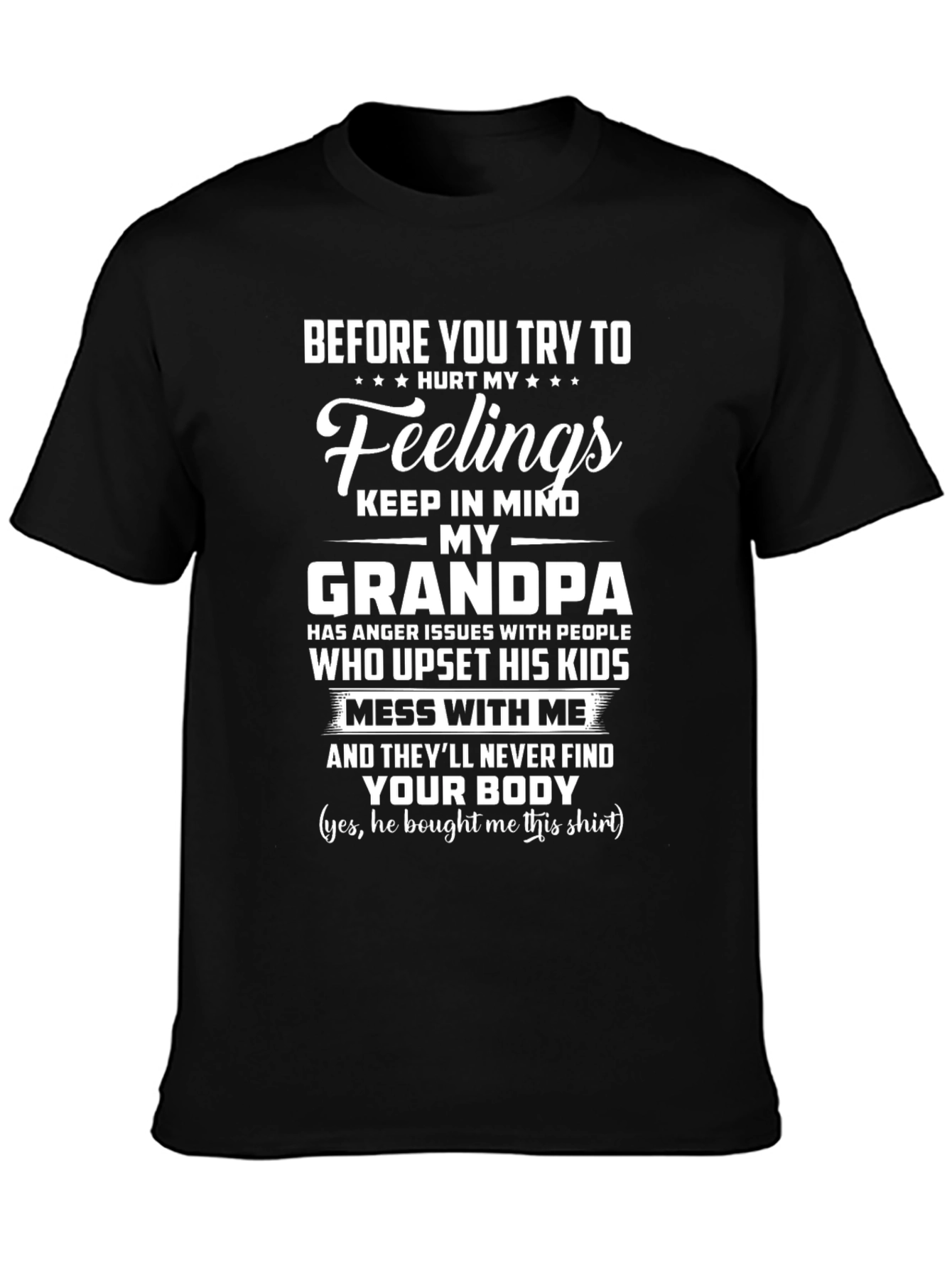 Black Grandpa's Anger Funny Graphic T-Shirt view 3