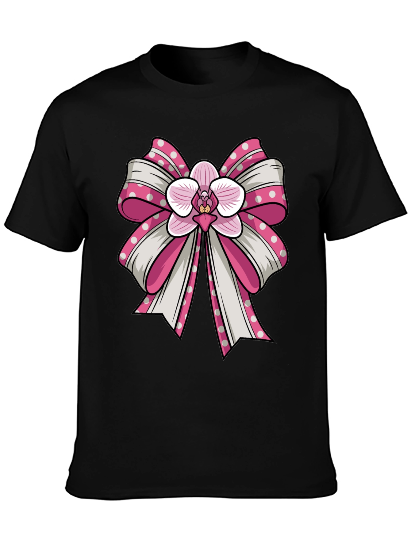 Black Orchid Bow Graphic Tee - Stylish Unisex T-Shirt view 3