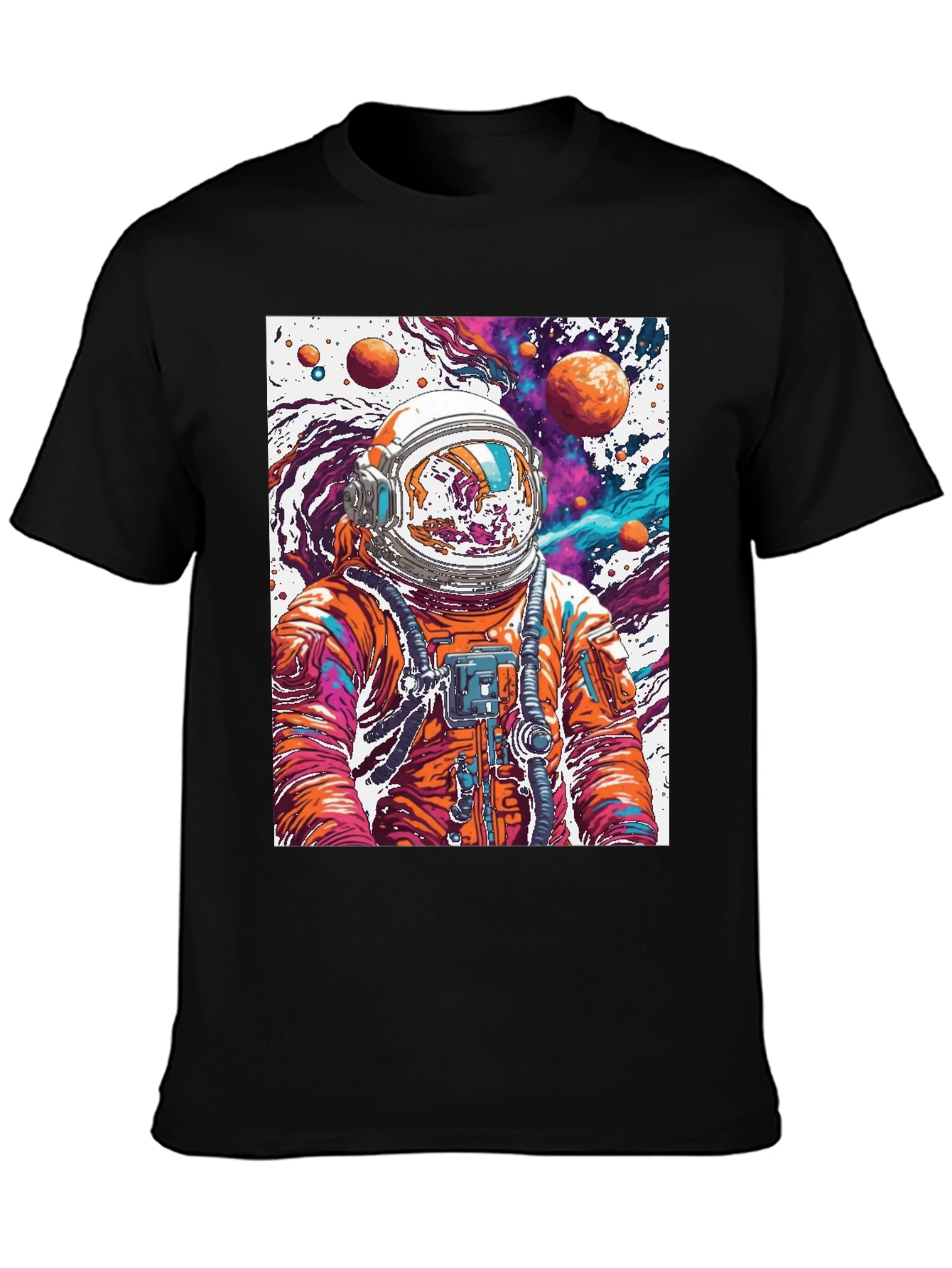 Black Astronaut Galaxy Black T-Shirt view 3