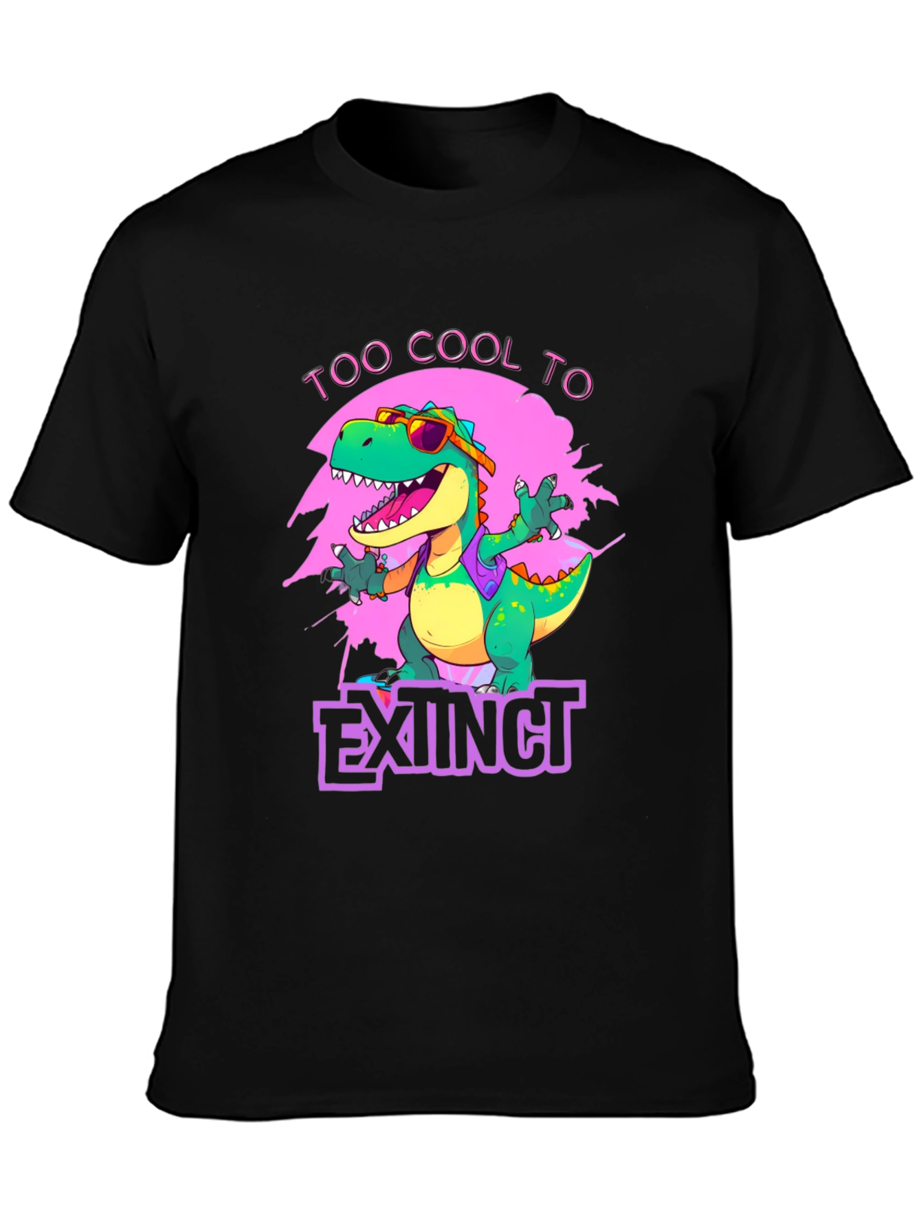 Black Cool Dinosaur Graphic T-Shirt - Extinct Humor view 3