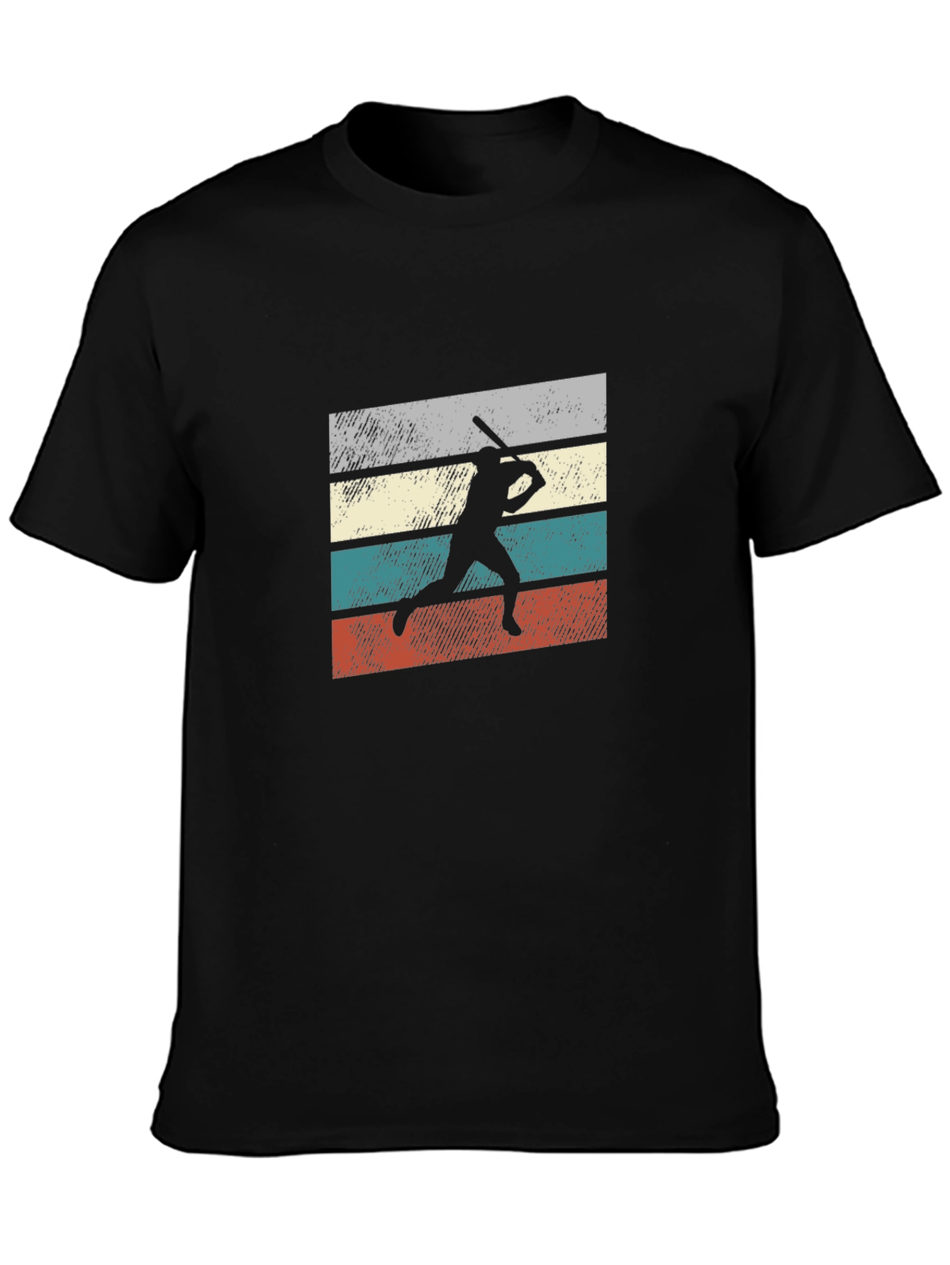 Black Retro Baseball Silhouette Graphic T-Shirt view 3