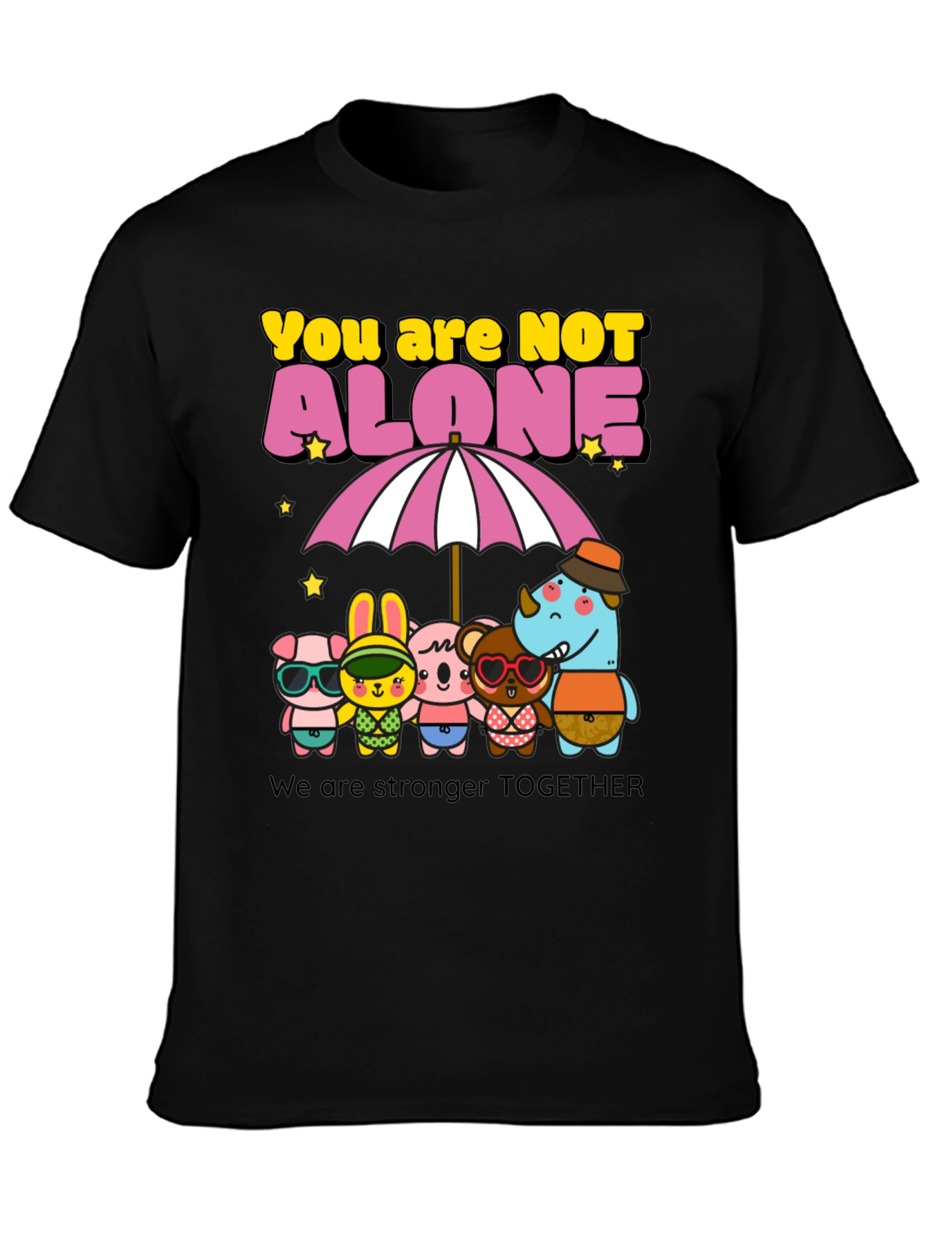 Black You Are Not Alone Graphic Tee view 3