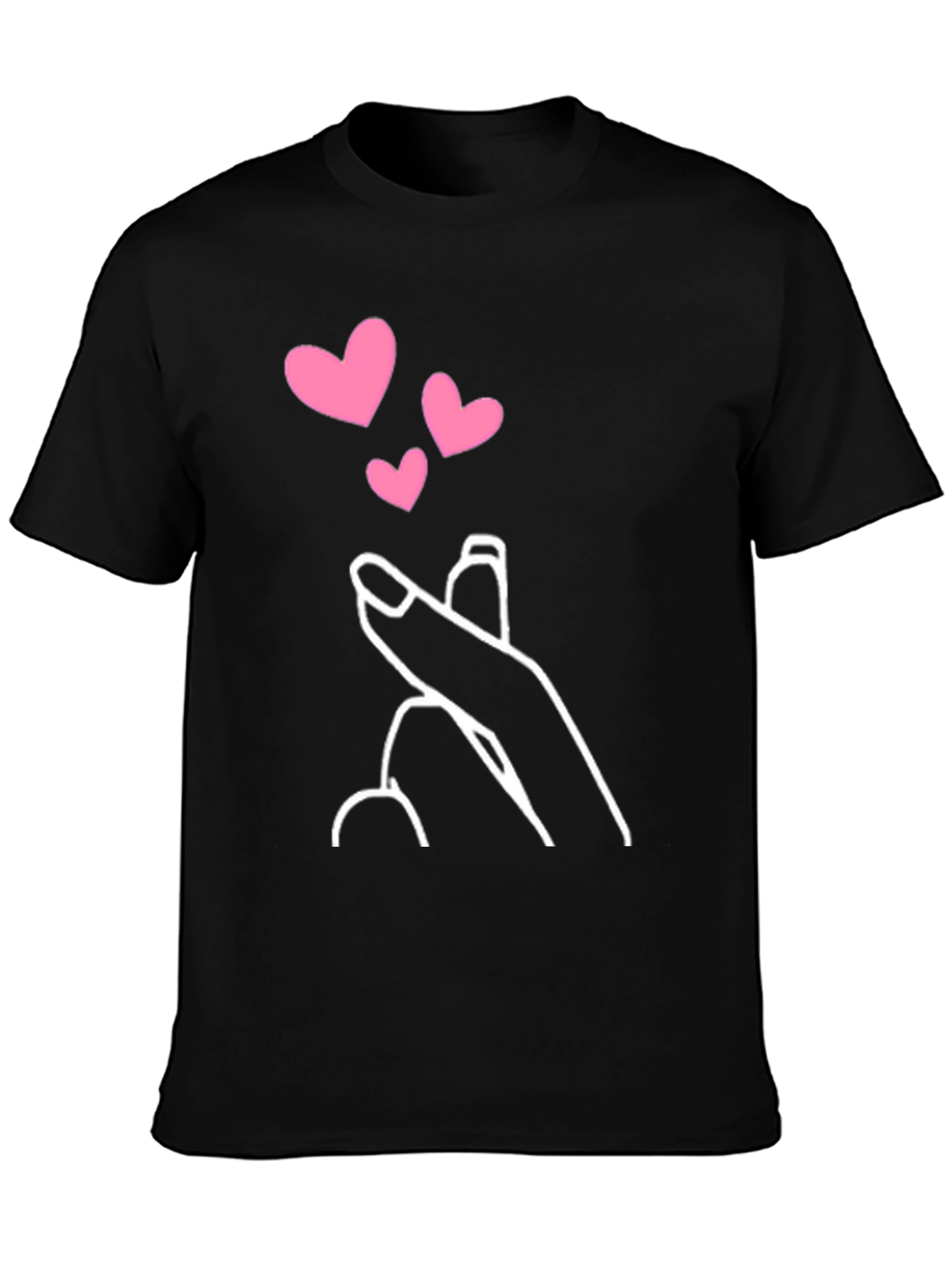 Black Heart Finger Gesture Graphic Tee - Stylish Casual Wear view 3