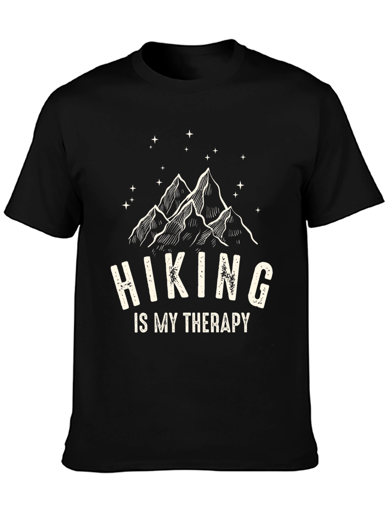Black Hiking is My Therapy Black T-Shirt view 3