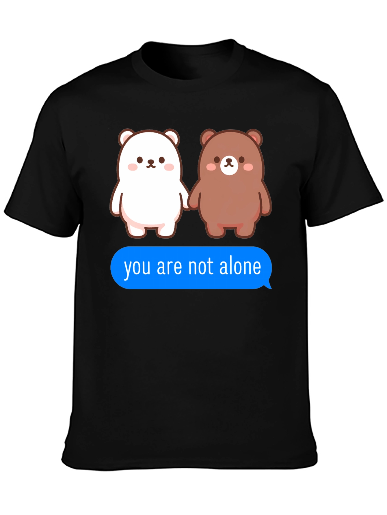 Black Cute Bears T-Shirt - You Are Not Alone Design view 3