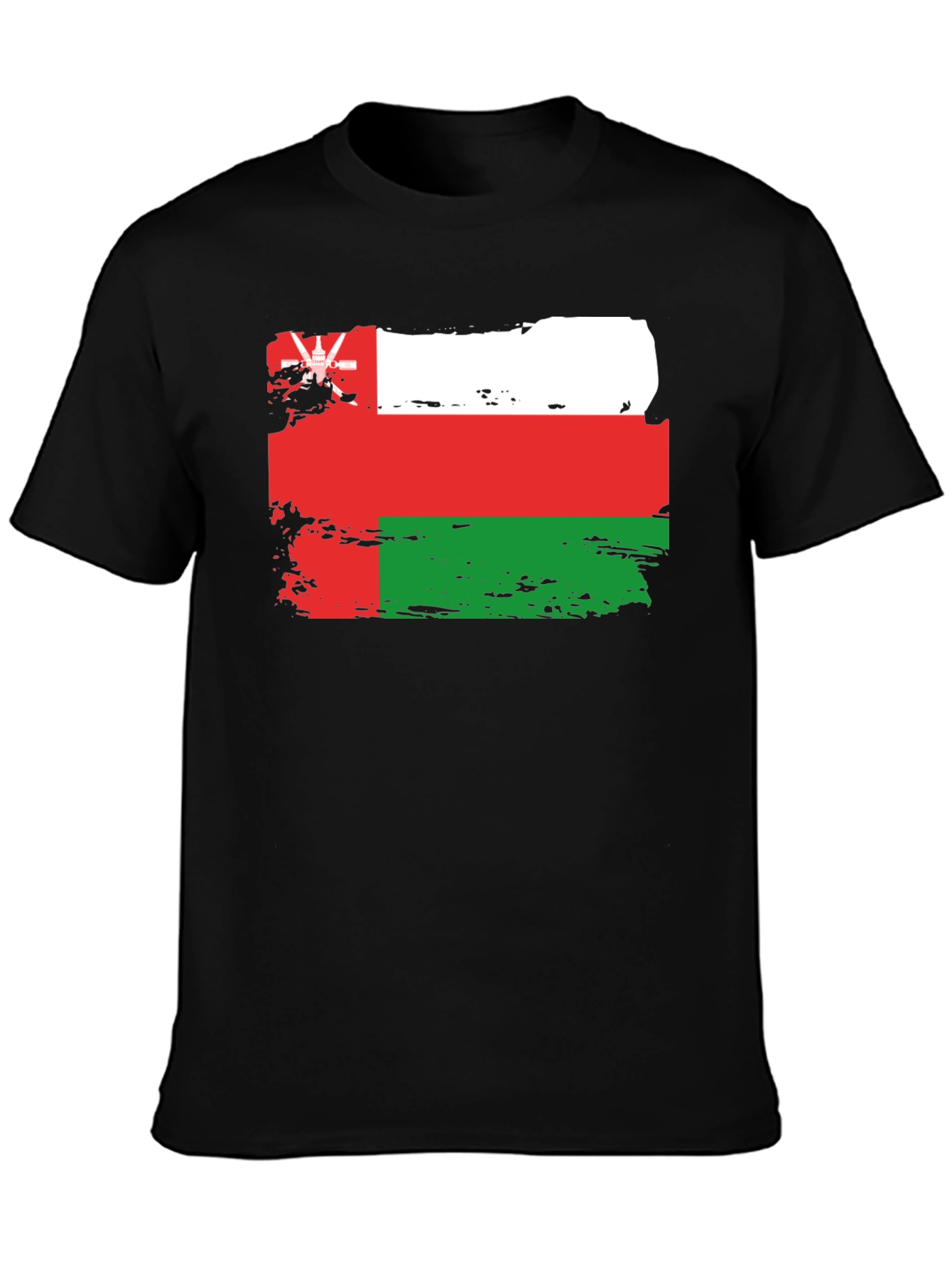 Black Oman Flag T-Shirt: Distressed Style Tee view 3