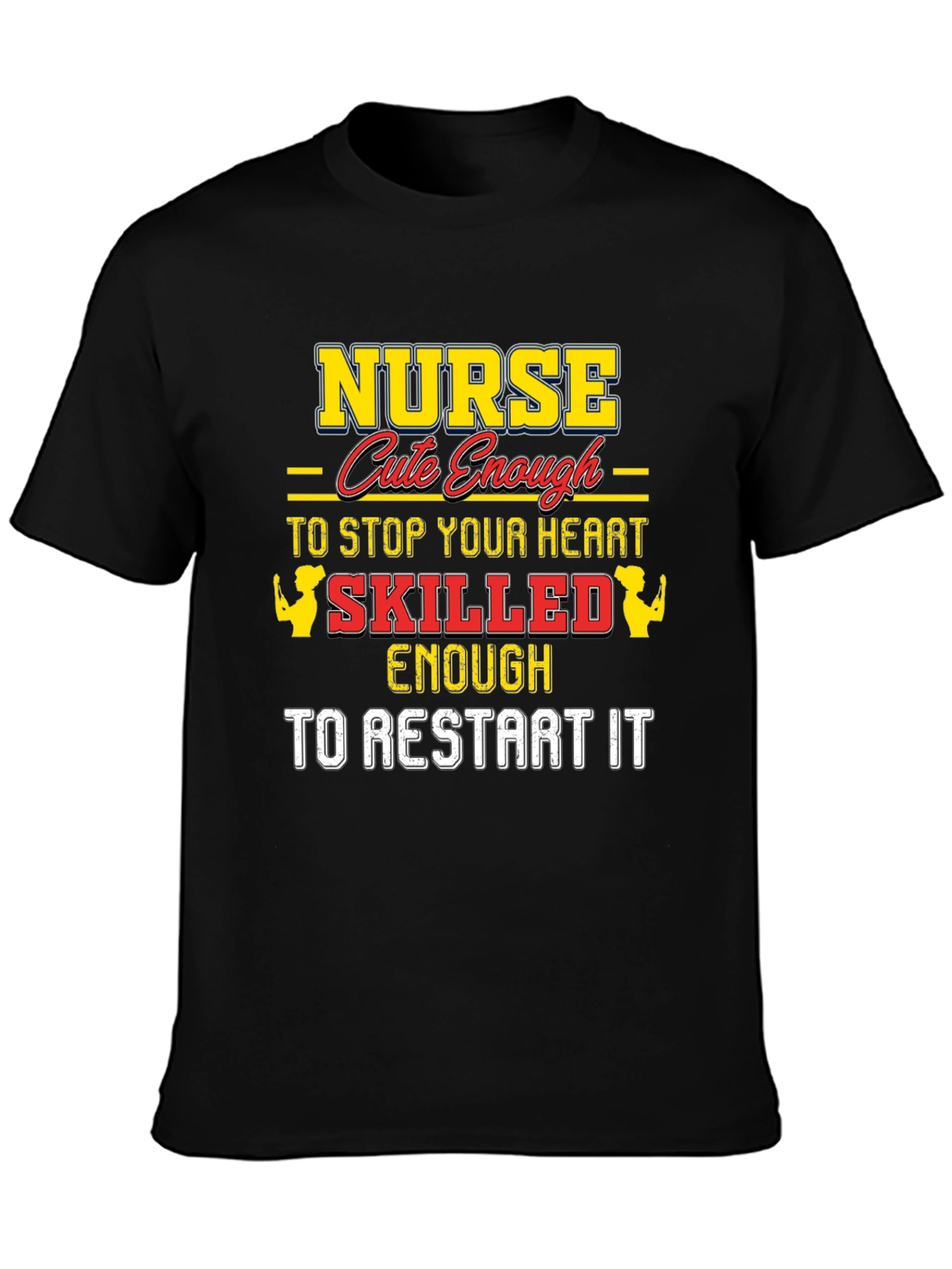 Black Nurse Cute Enough T-Shirt view 3