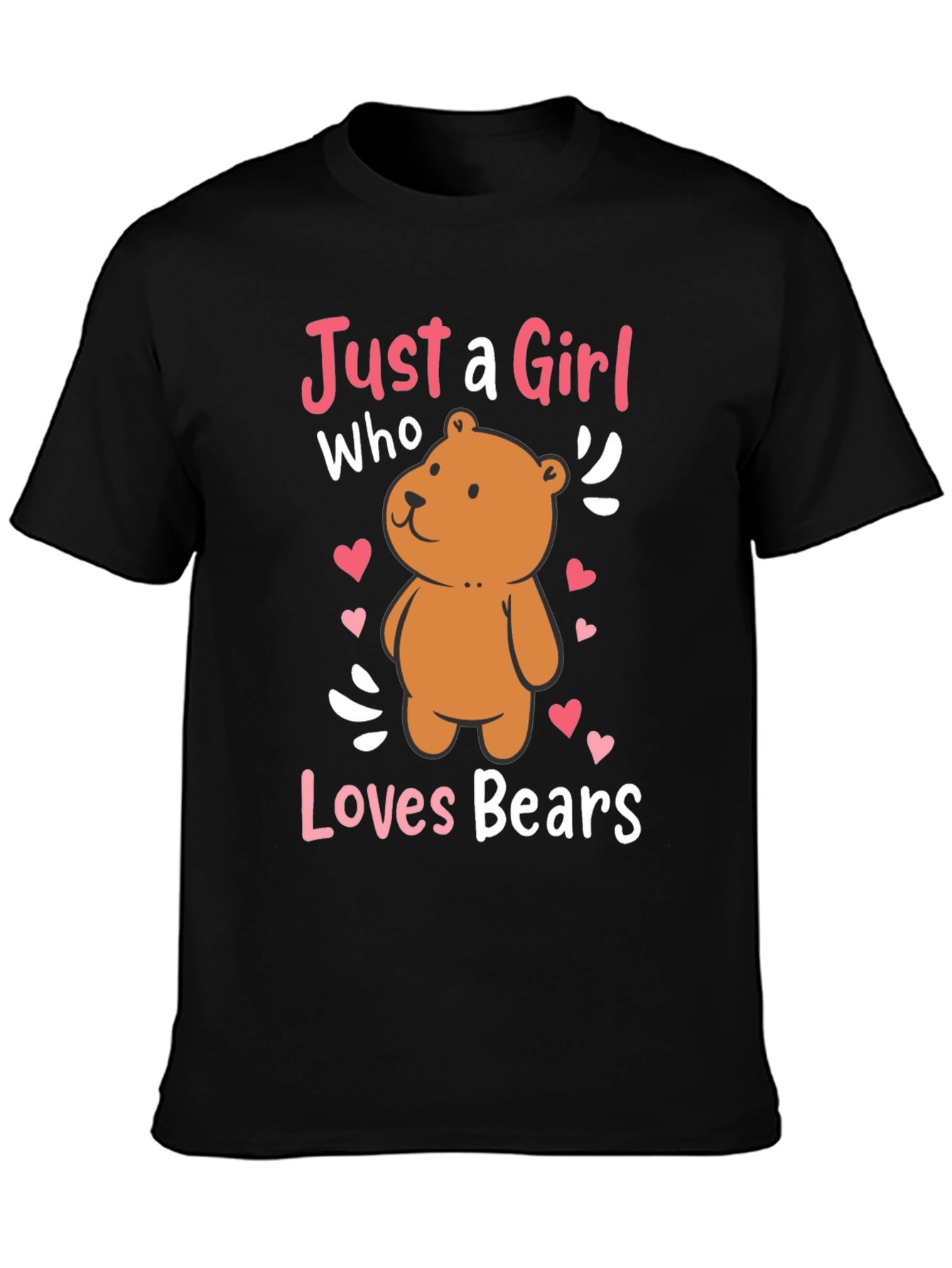 Black Just a Girl Who Loves Bears T-Shirt view 3