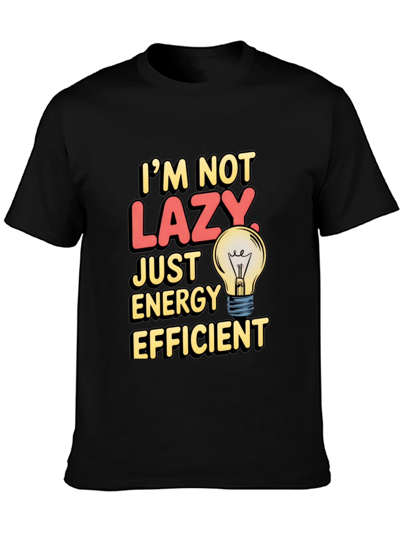 Black Funny Energy Efficient T-Shirt view 3