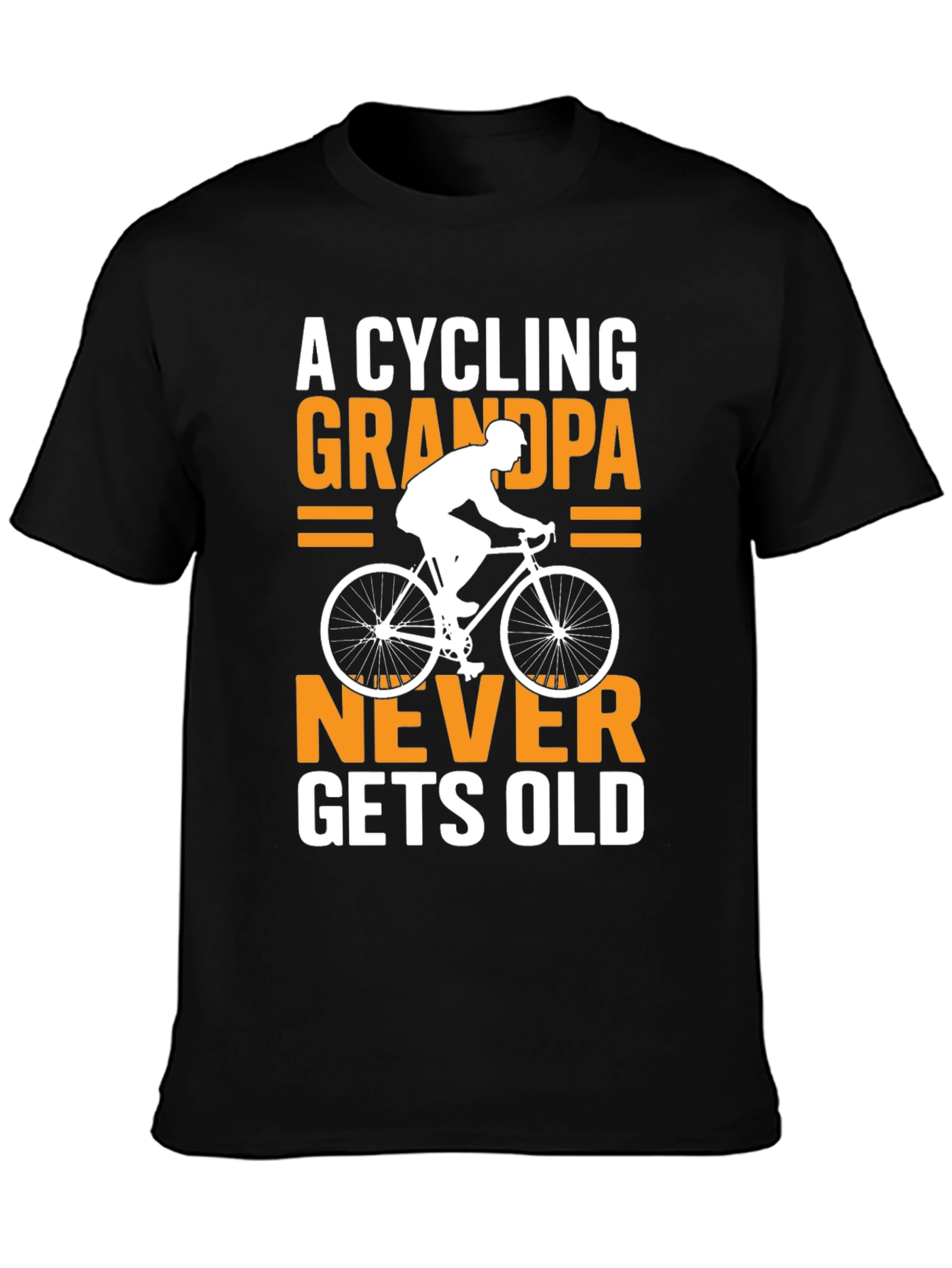 Black Cycling Grandpa T-Shirt - Never Gets Old! view 3
