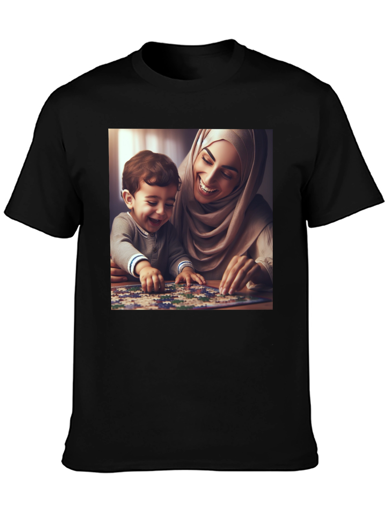 Black Family Puzzle T-Shirt - Heartwarming Design view 3