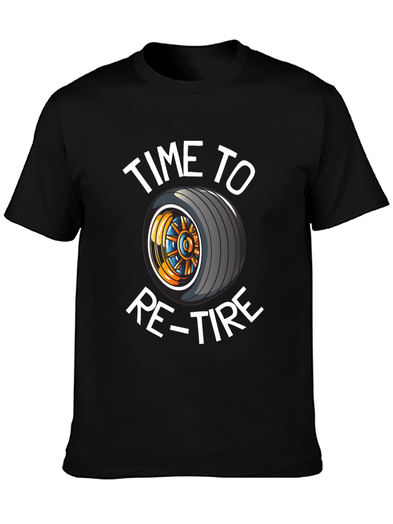 Black Time to Re-tire Black T-Shirt view 3