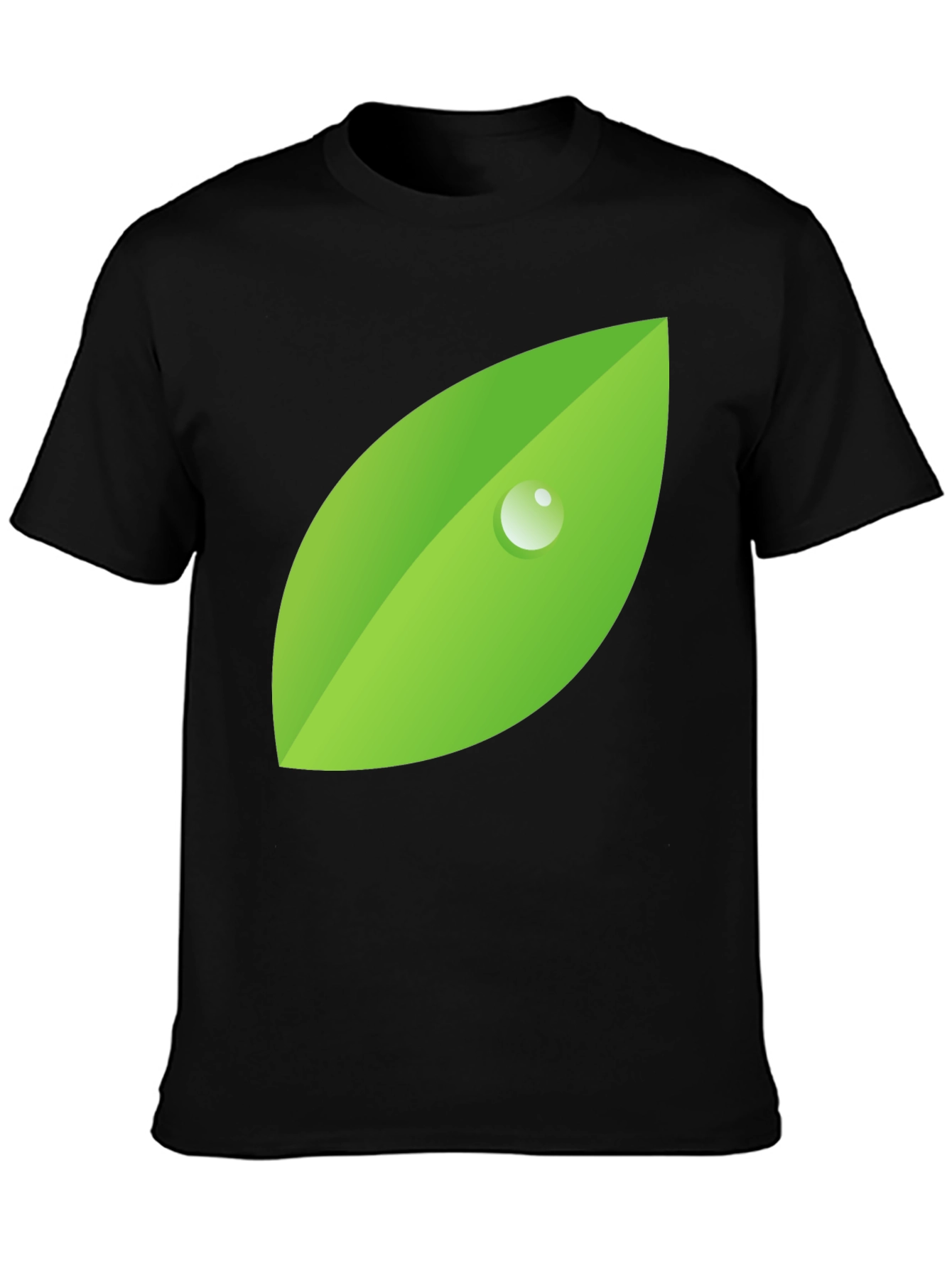 Nature's Drop Tee - Black, Leaf Graphic - 3