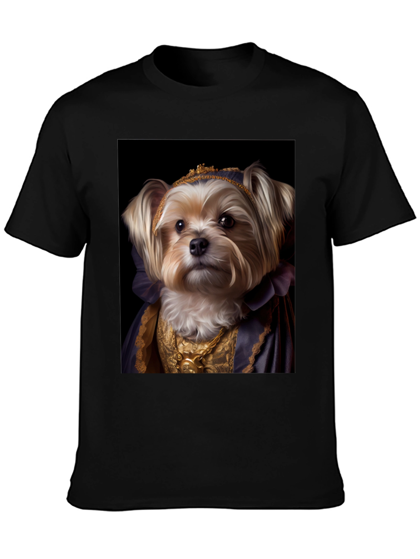 Black Dog Queen Graphic Tee - Regal Canine Portrait T-Shirt view 3