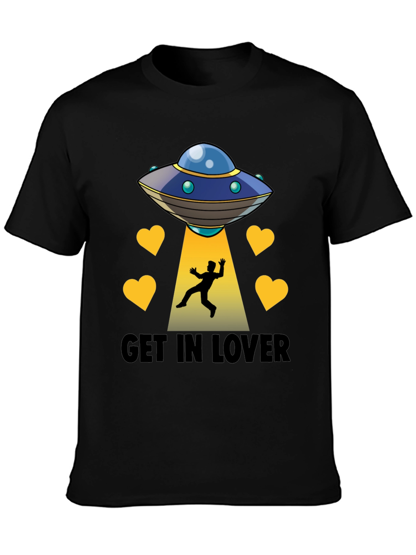 Black Get In Lover UFO Abduction Graphic Tee view 3