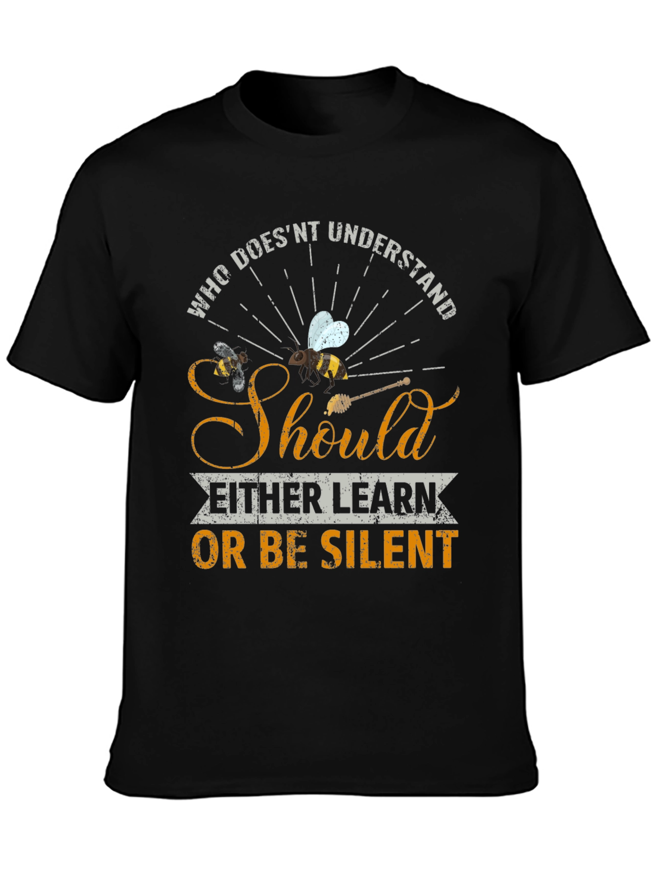 Black Who Doesn't Understand Bees T-Shirt view 3