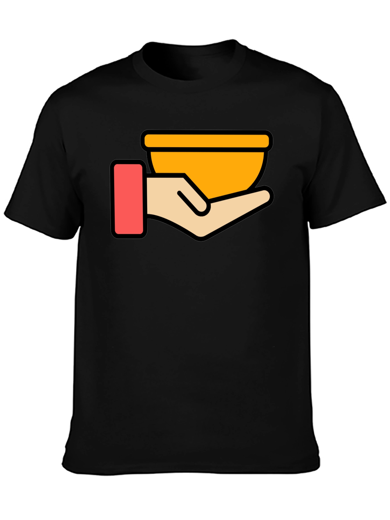 Black Hand Holding Bowl Graphic T-Shirt - Black view 3