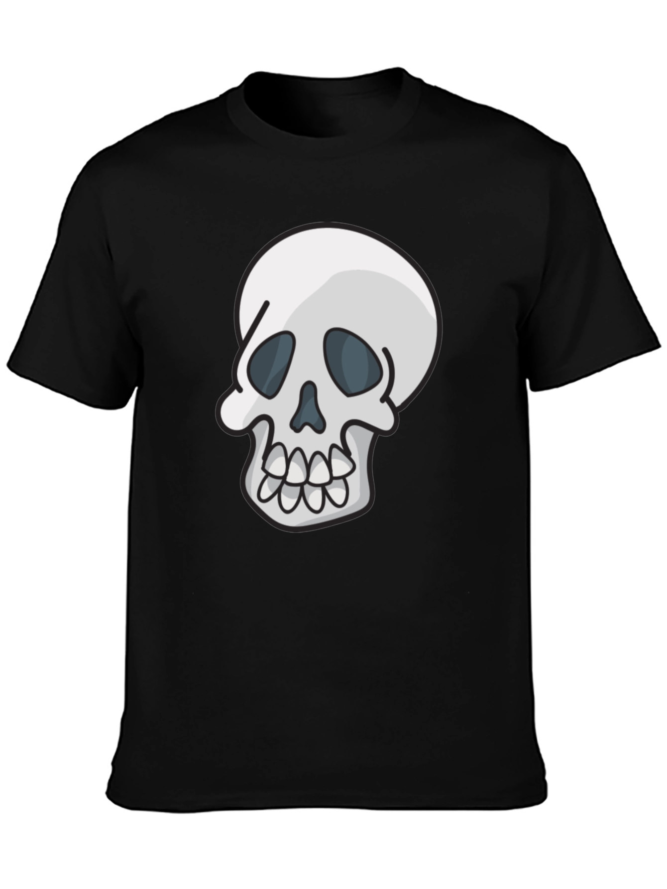 Black Skull Graphic Tee - Casual Black T-Shirt view 3