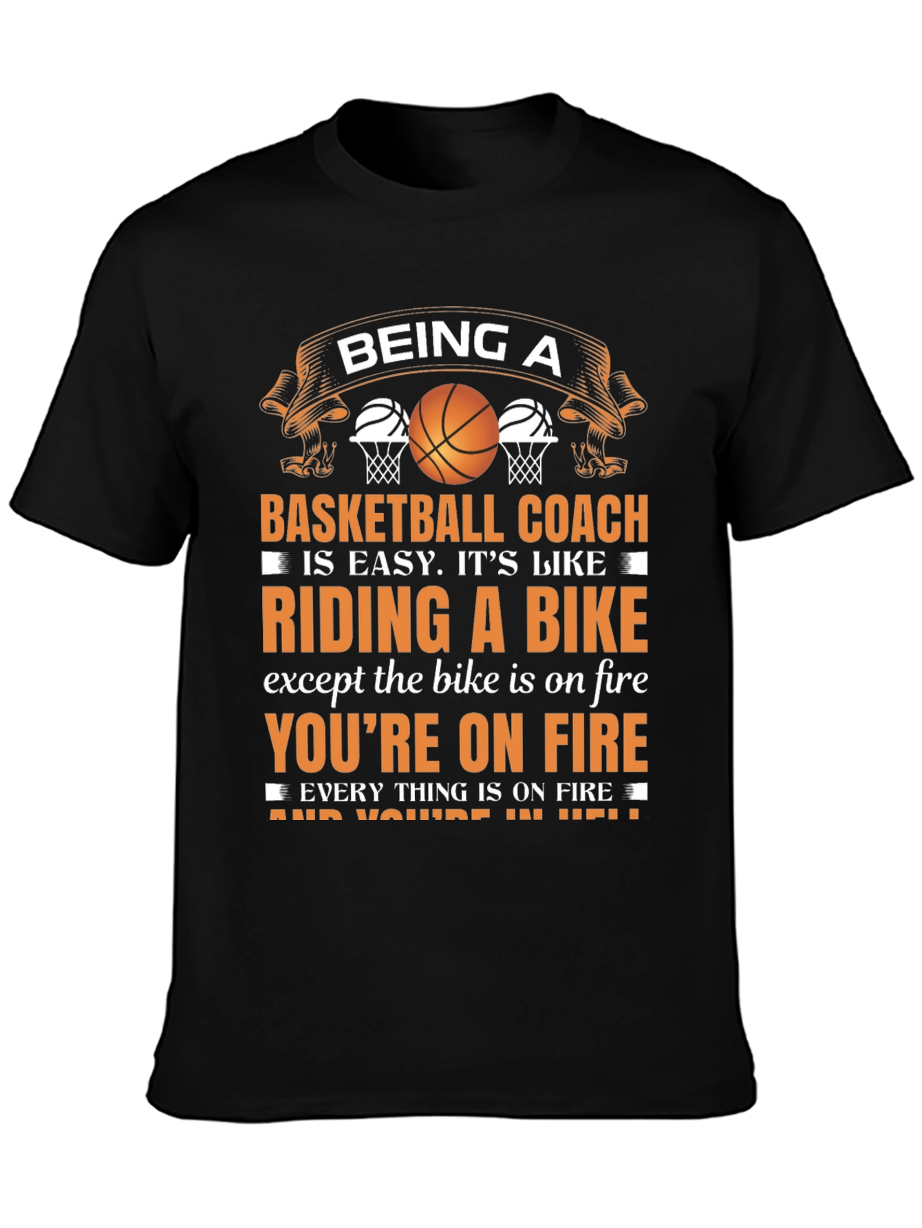 Black Basketball Coach On Fire T-Shirt view 3