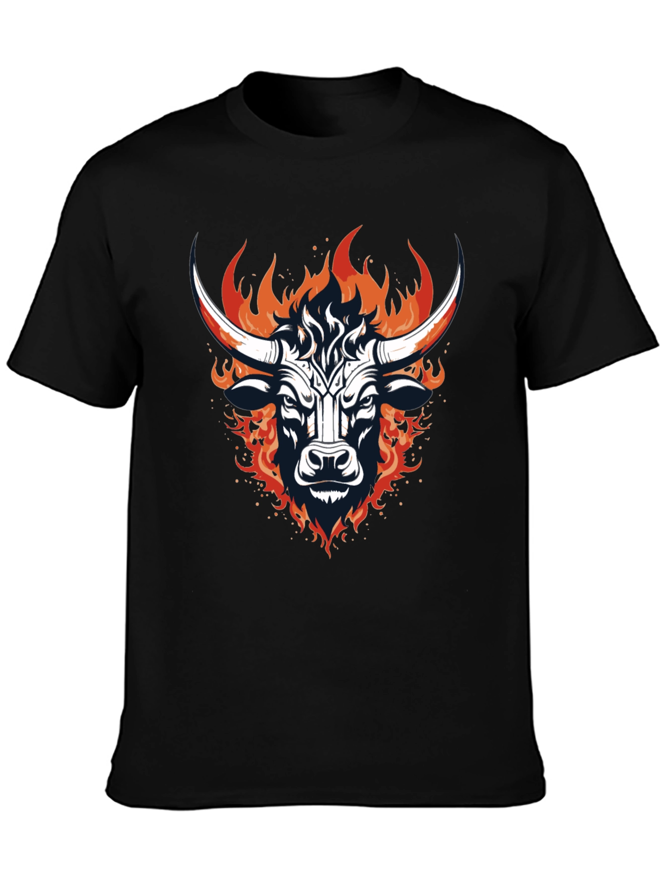 Black Fiery Bull Graphic Tee - Bold & Stylish view 3