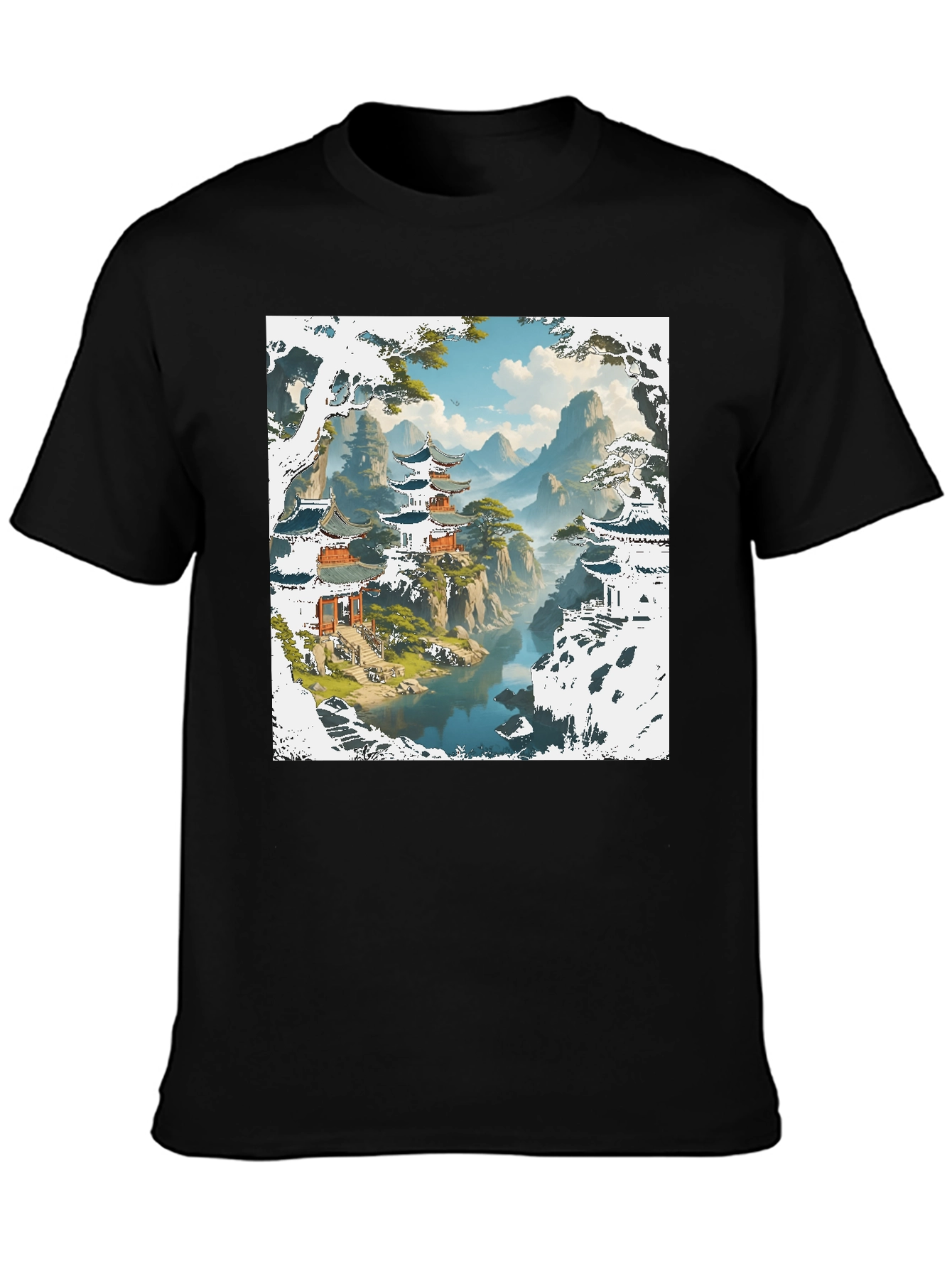 Black Asian Landscape Graphic Tee view 3