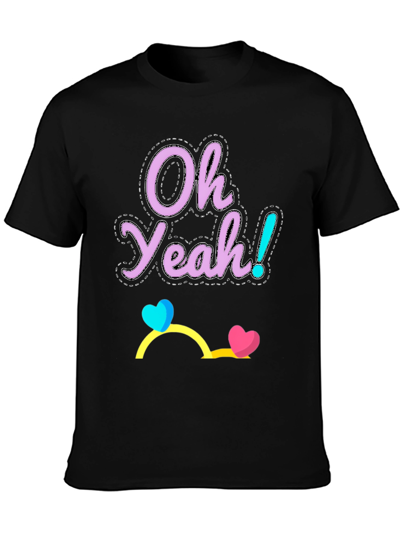 Black Oh Yeah! Graphic Tee - Casual Cotton Blend T-Shirt view 3