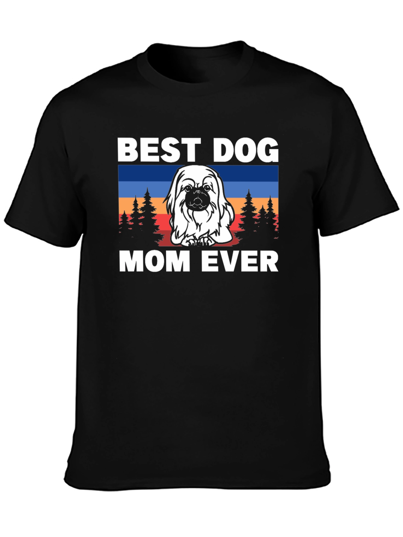 Black Best Dog Mom Ever T-Shirt - Cute Pekingese Design view 3