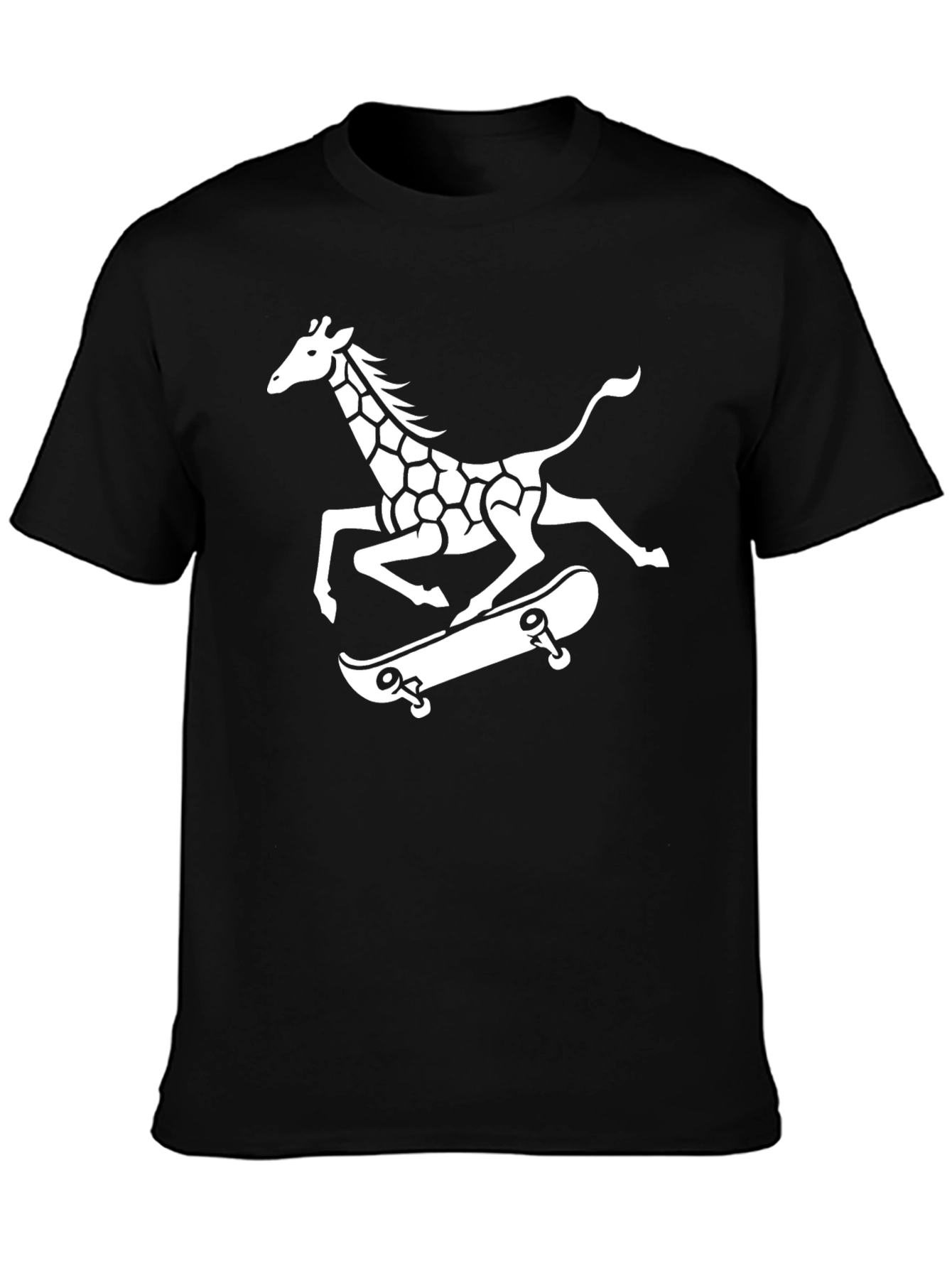 Black Giraffe Skateboarder Graphic Tee view 3